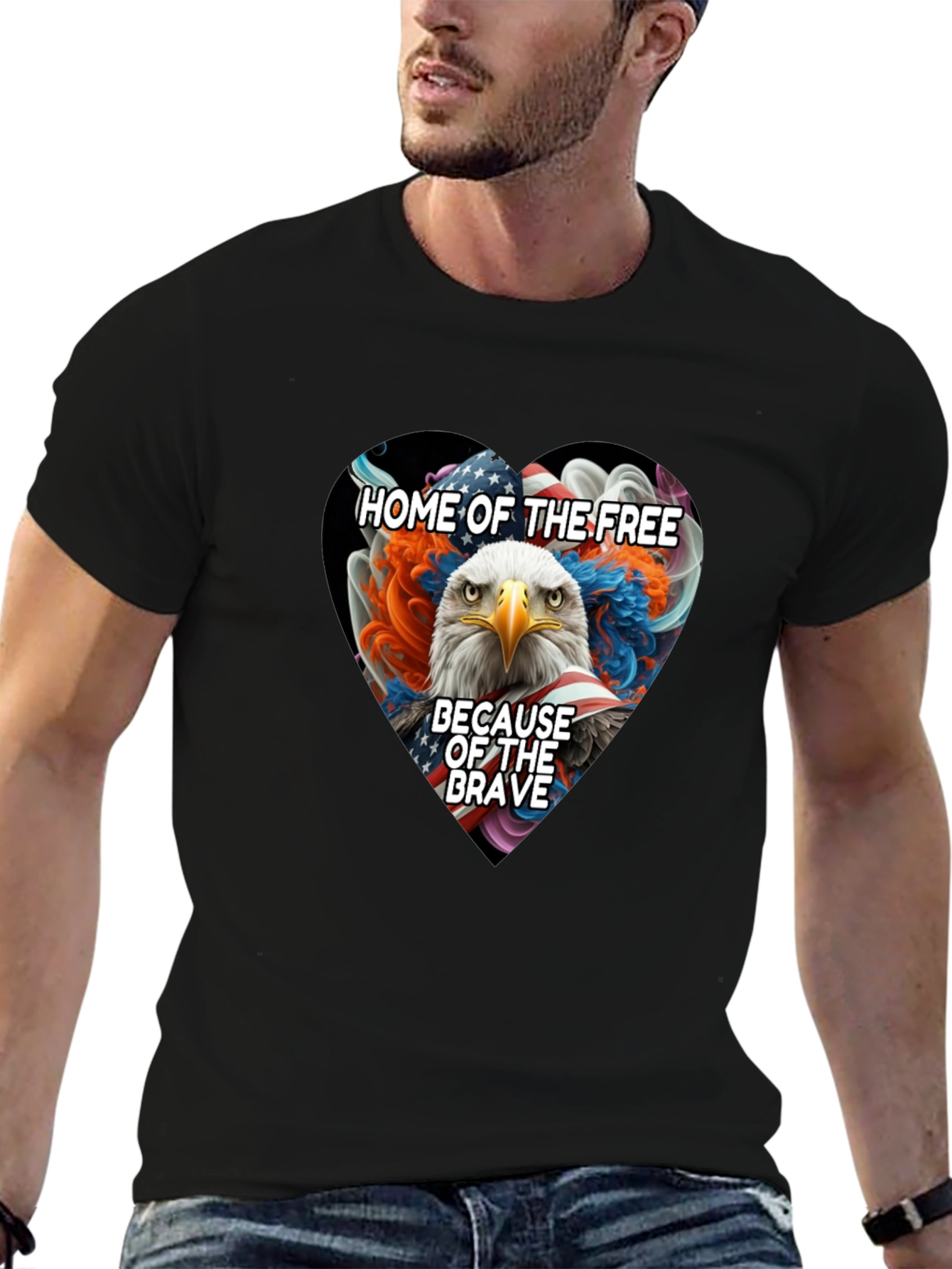 Patriotic Eagle Heart T-Shirt: Home of the Free