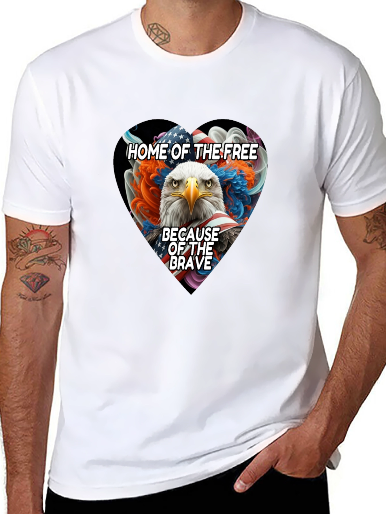 Patriotic Eagle Heart T-Shirt: Home of the Free