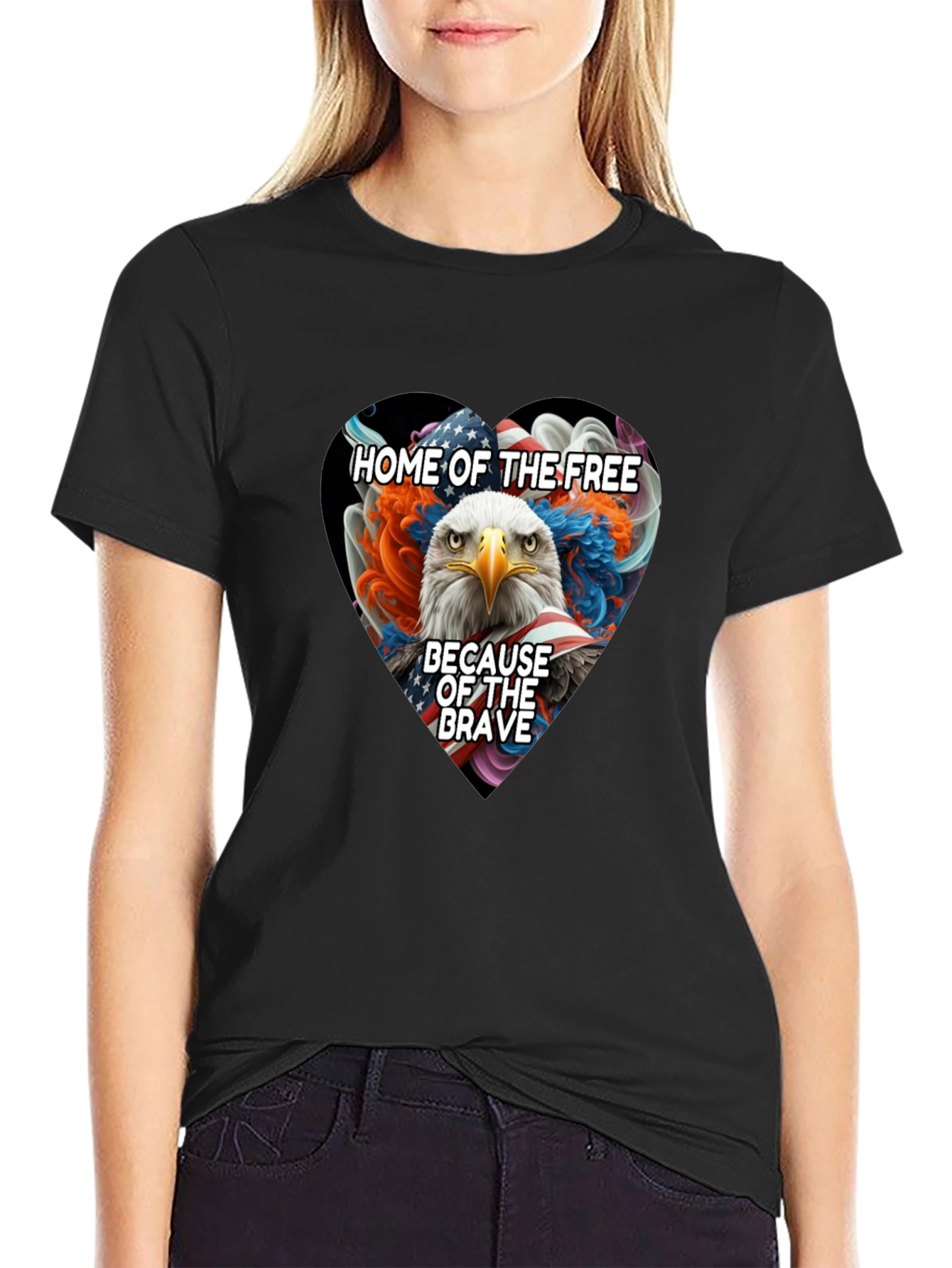 Patriotic Eagle Heart T-Shirt: Home of the Free