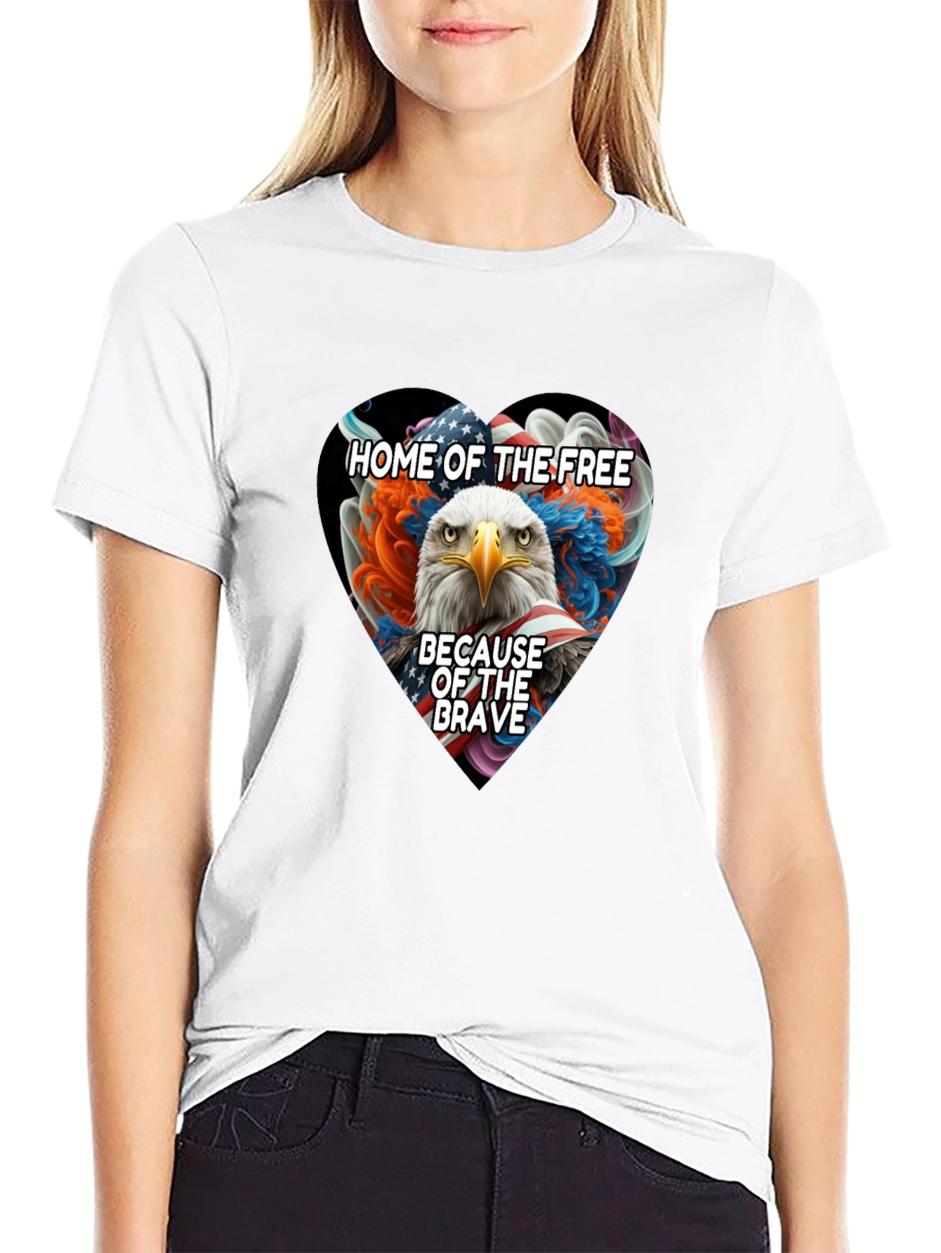 Patriotic Eagle Heart T-Shirt: Home of the Free