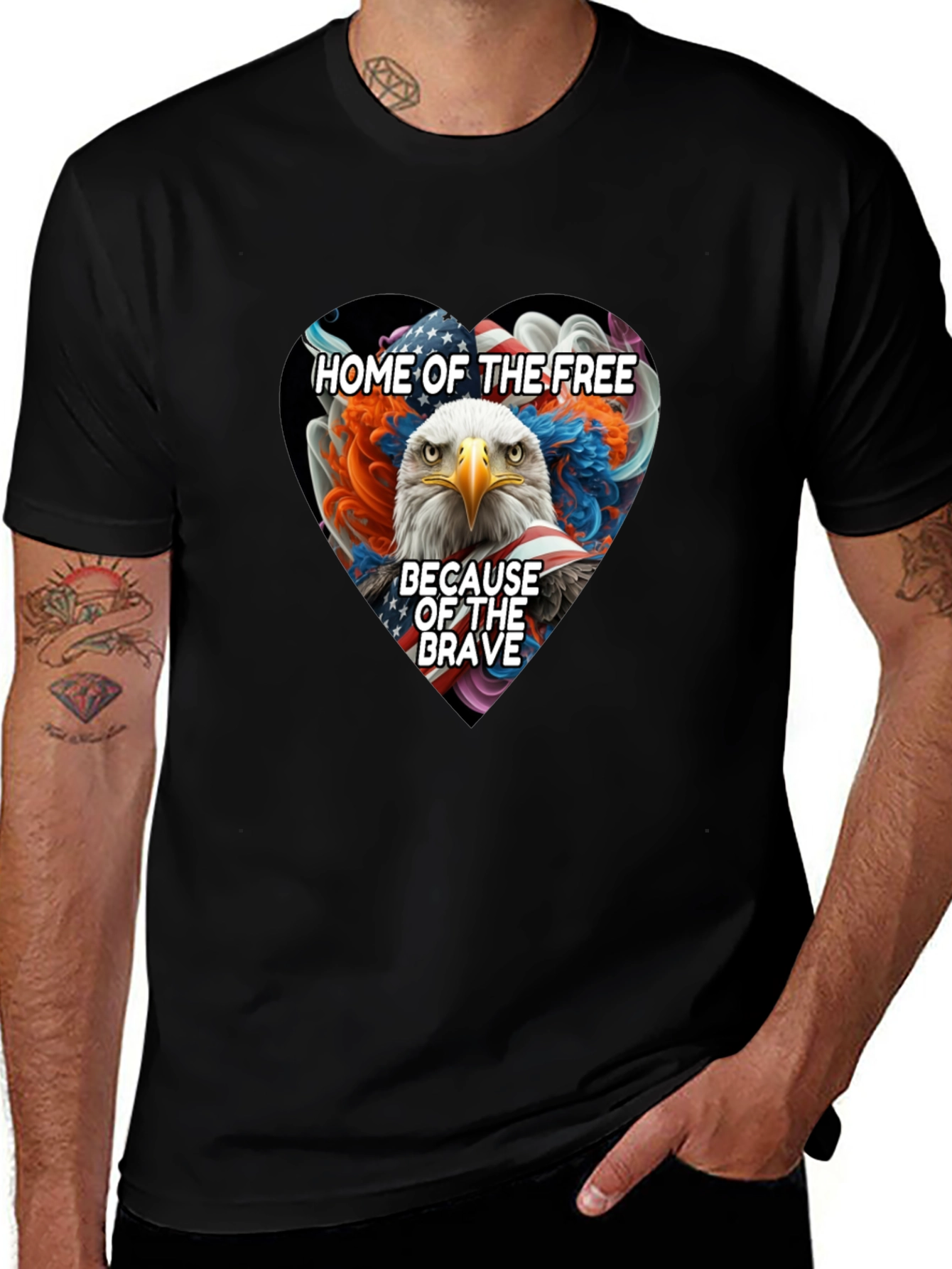 Patriotic Eagle Heart T-Shirt: Home of the Free