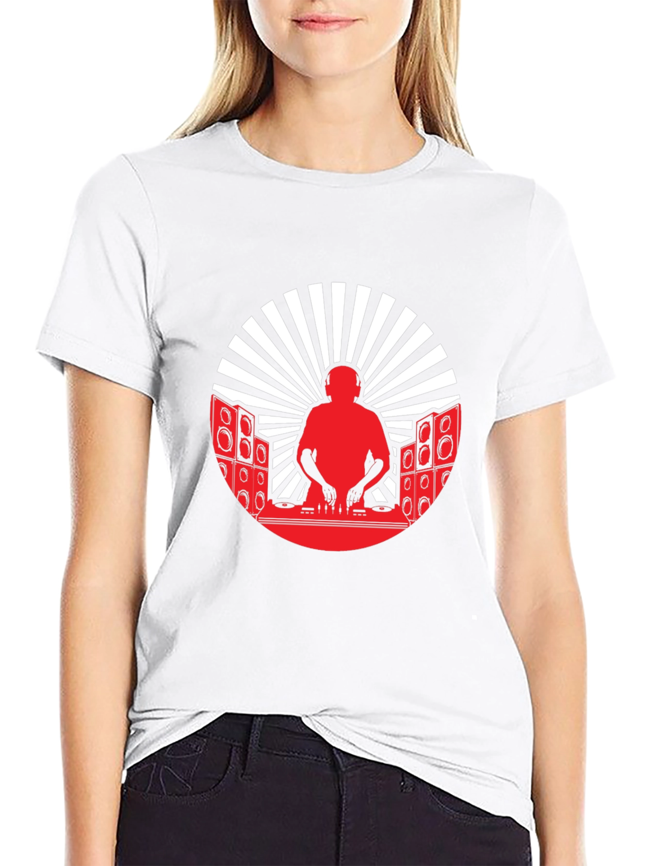 DJ Silhouette Graphic Tee - Black Cotton Blend T-Shirt