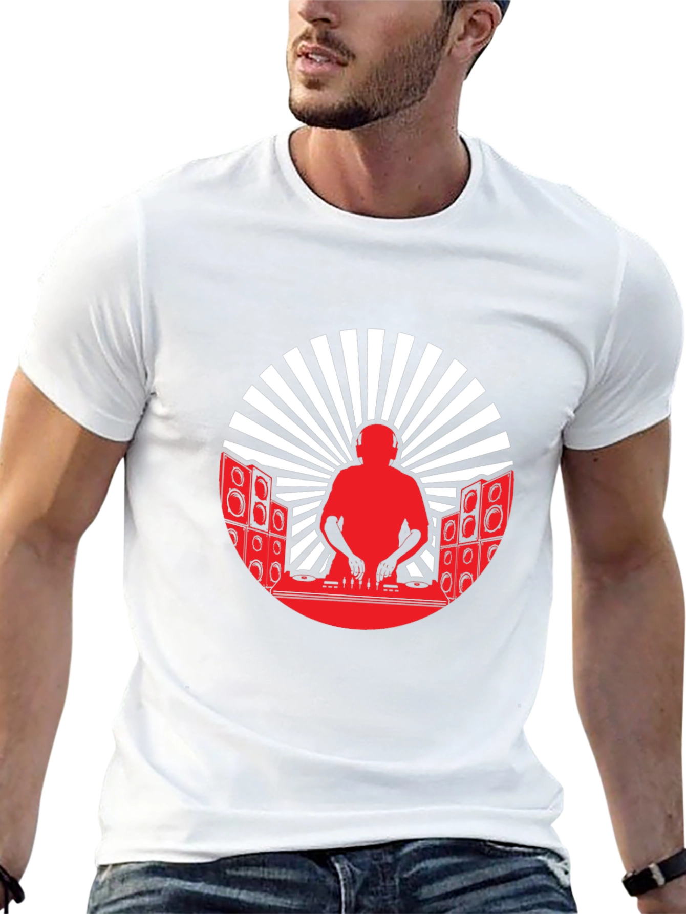 DJ Silhouette Graphic Tee - Black Cotton Blend T-Shirt