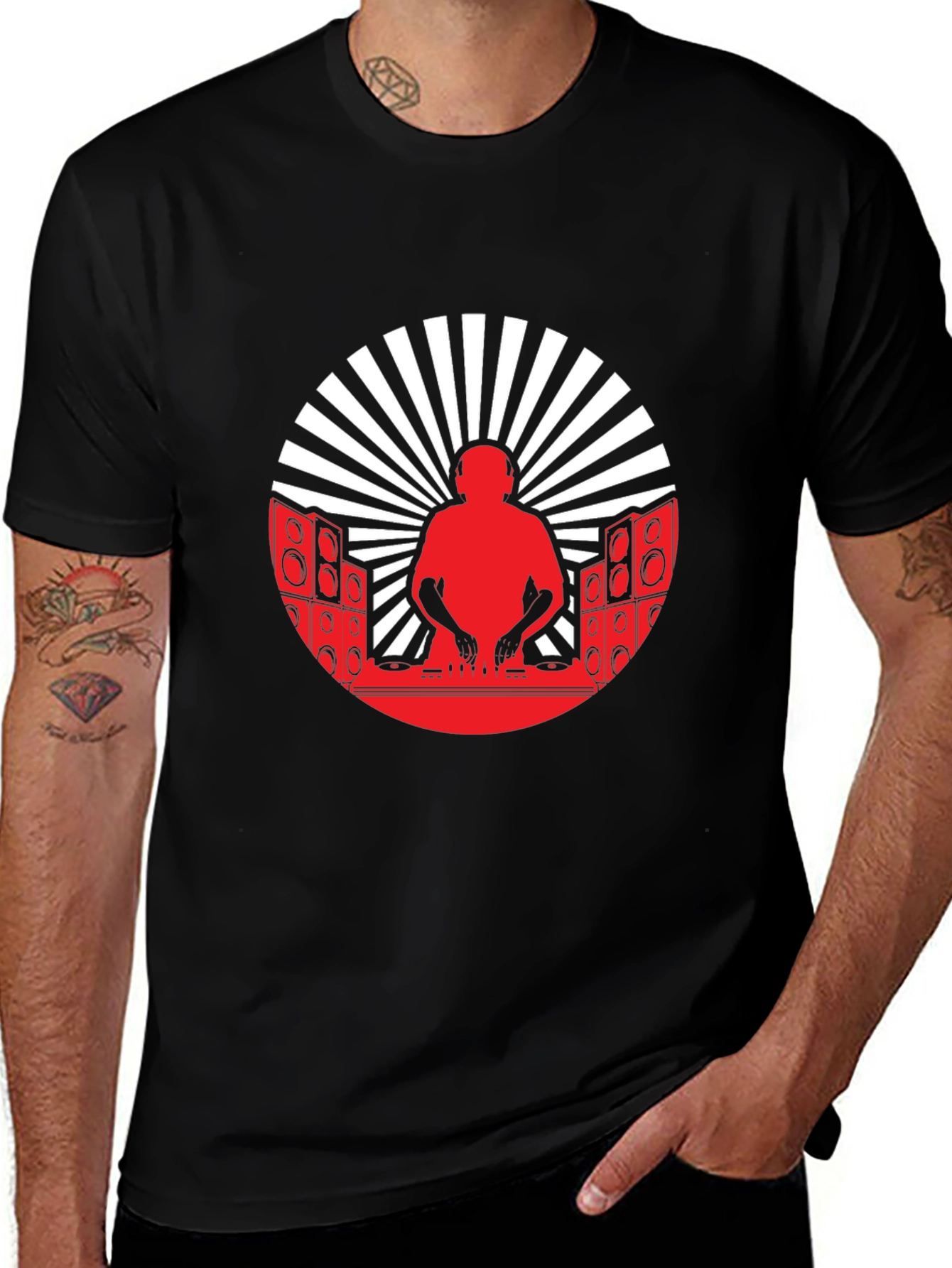 DJ Silhouette Graphic Tee - Black Cotton Blend T-Shirt