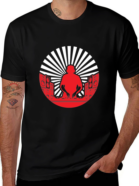 DJ Silhouette Graphic Tee - Black Cotton Blend T-Shirt