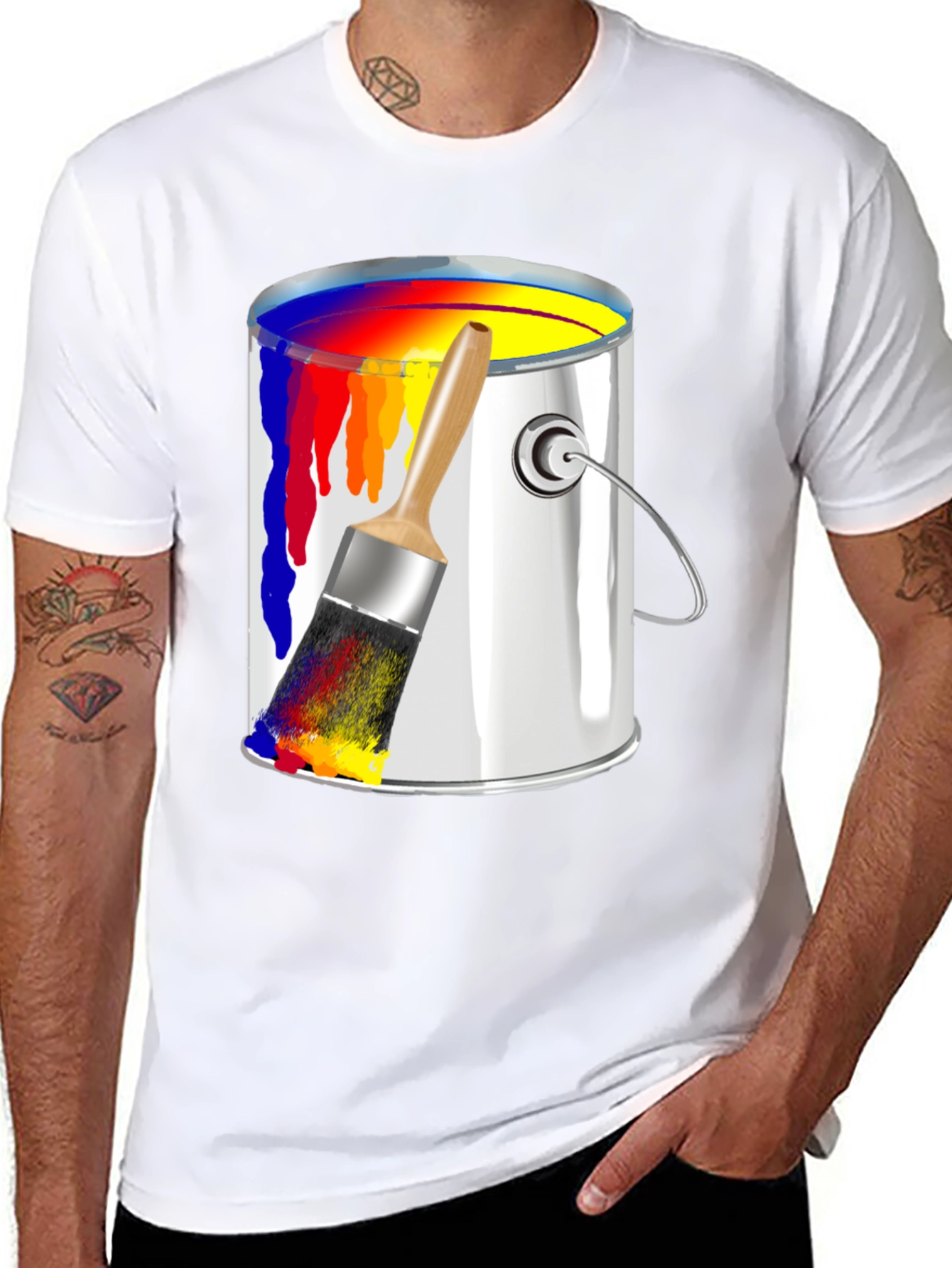 Paint Can & Brush Graphic Tee - Artist T-Shirt