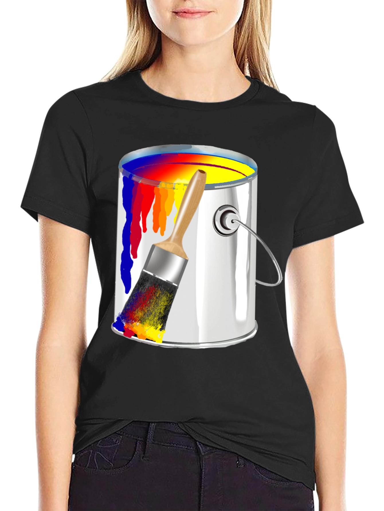 Paint Can & Brush Graphic Tee - Artist T-Shirt