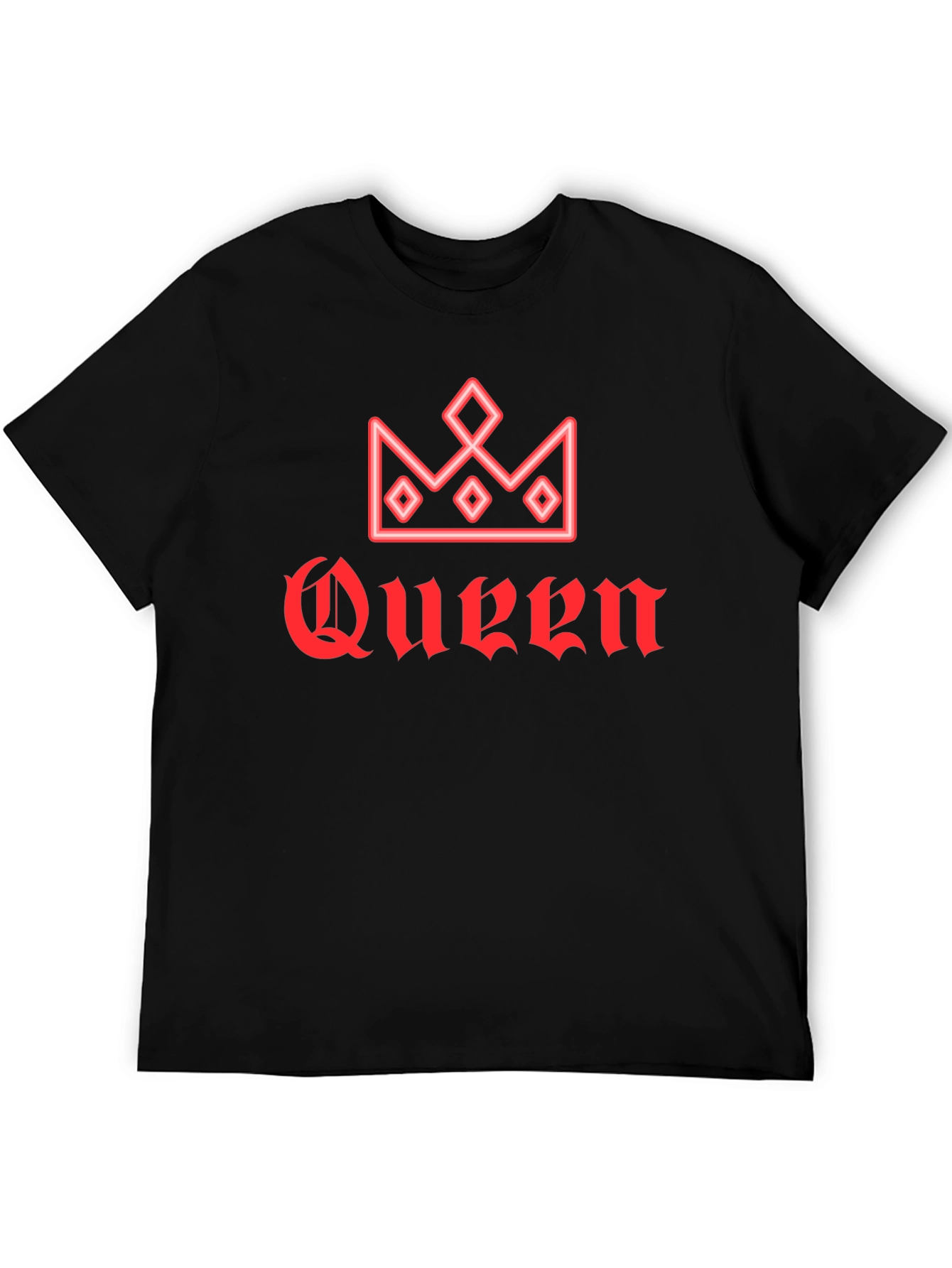 Queen Crown Red Graphic Black T-Shirt