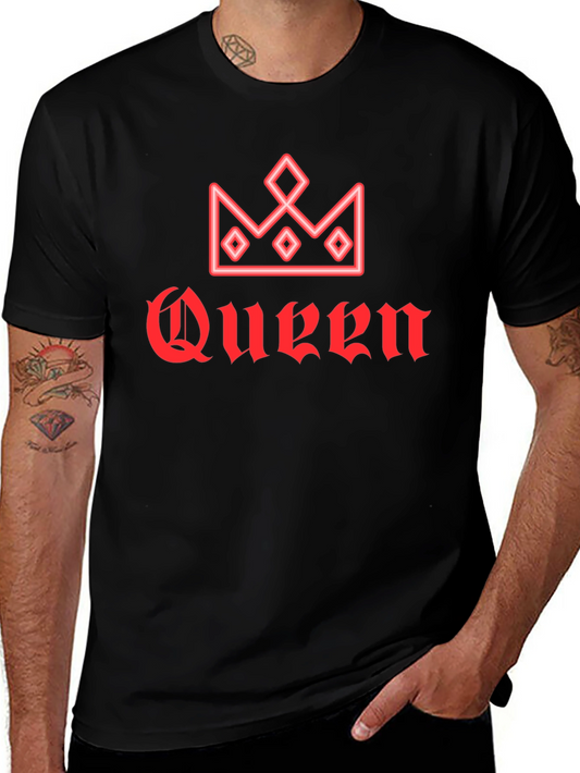 Queen Crown Red Graphic Black T-Shirt