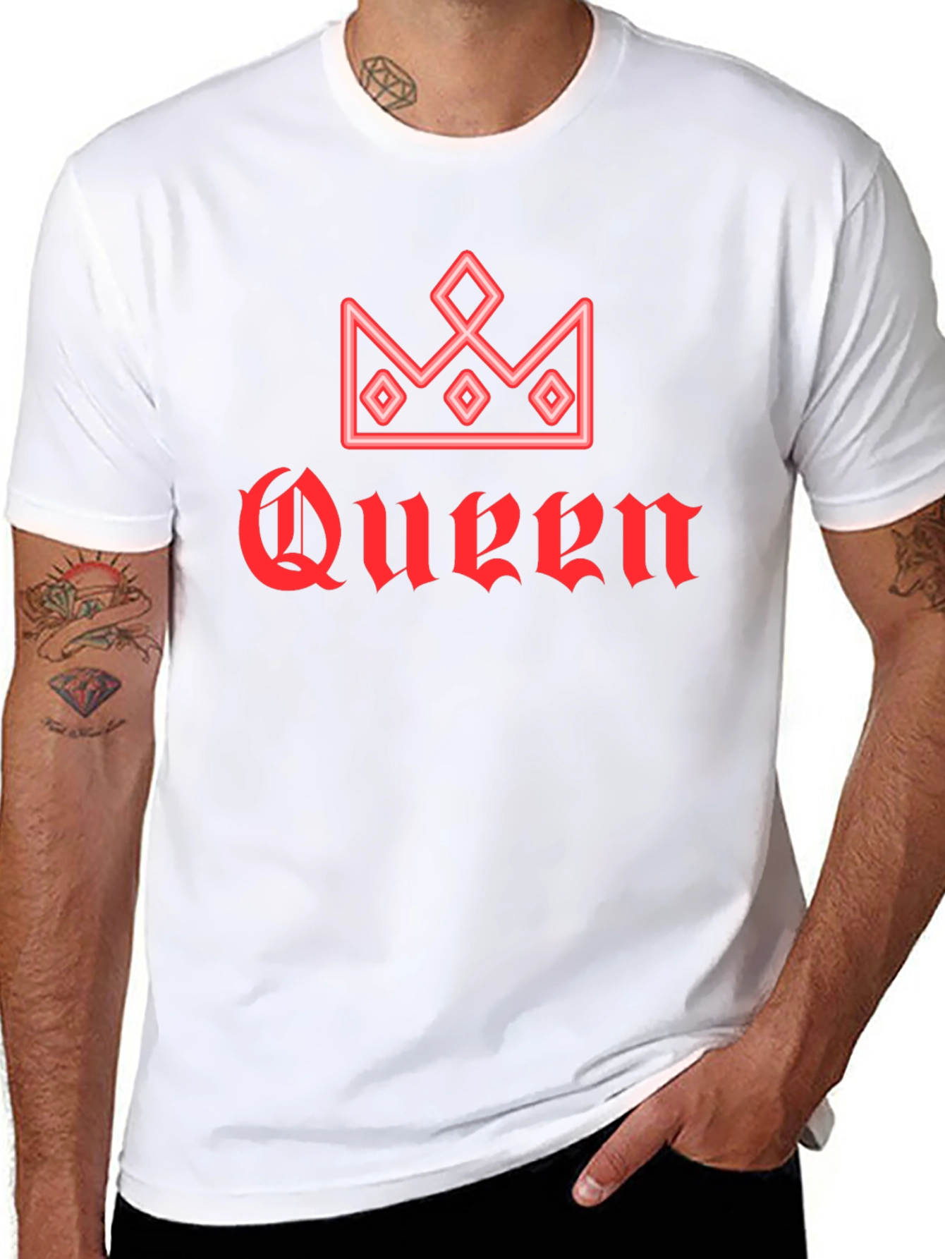 Queen Crown Red Graphic Black T-Shirt