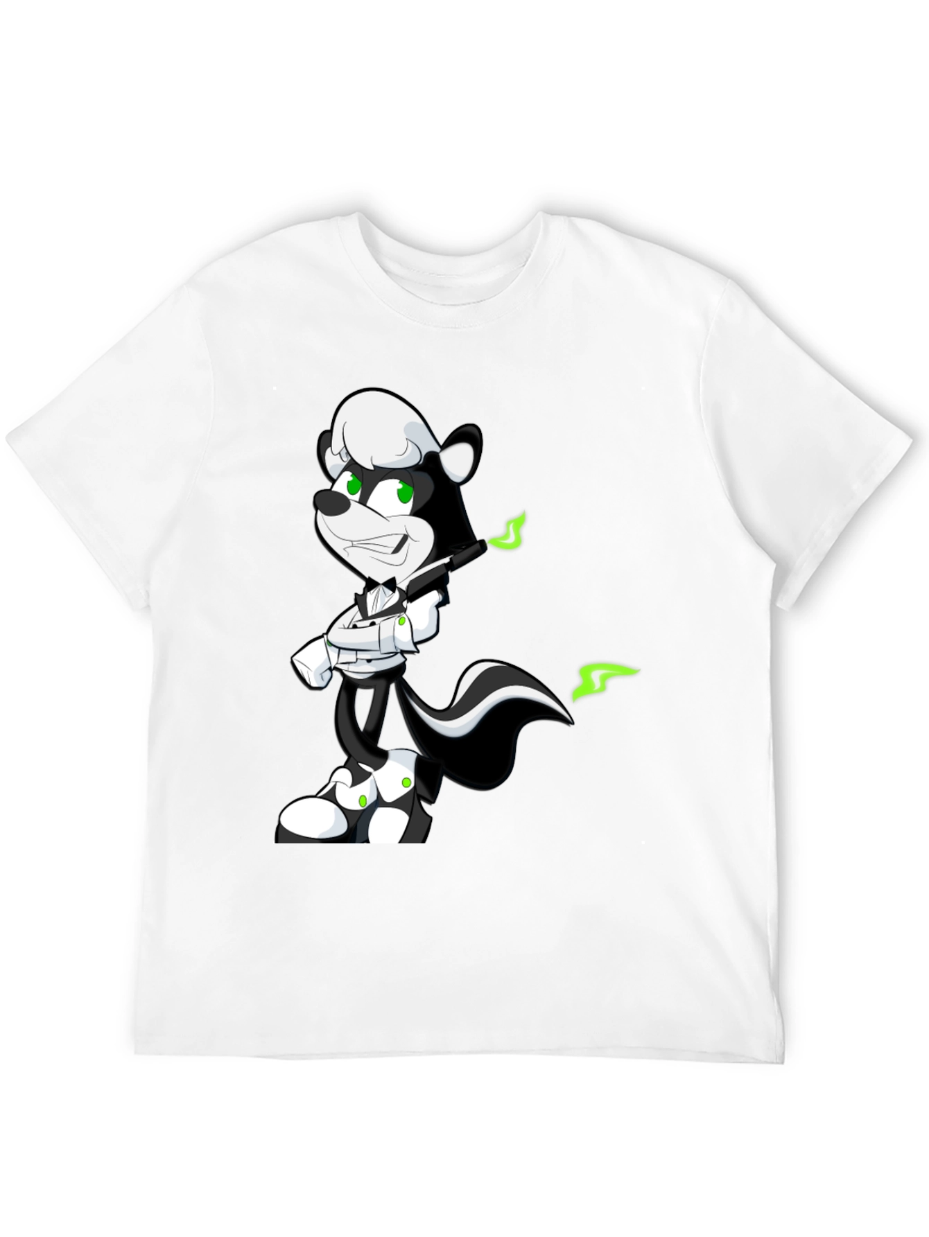 Cool Skunk Cartoon Graphic Black T-Shirt