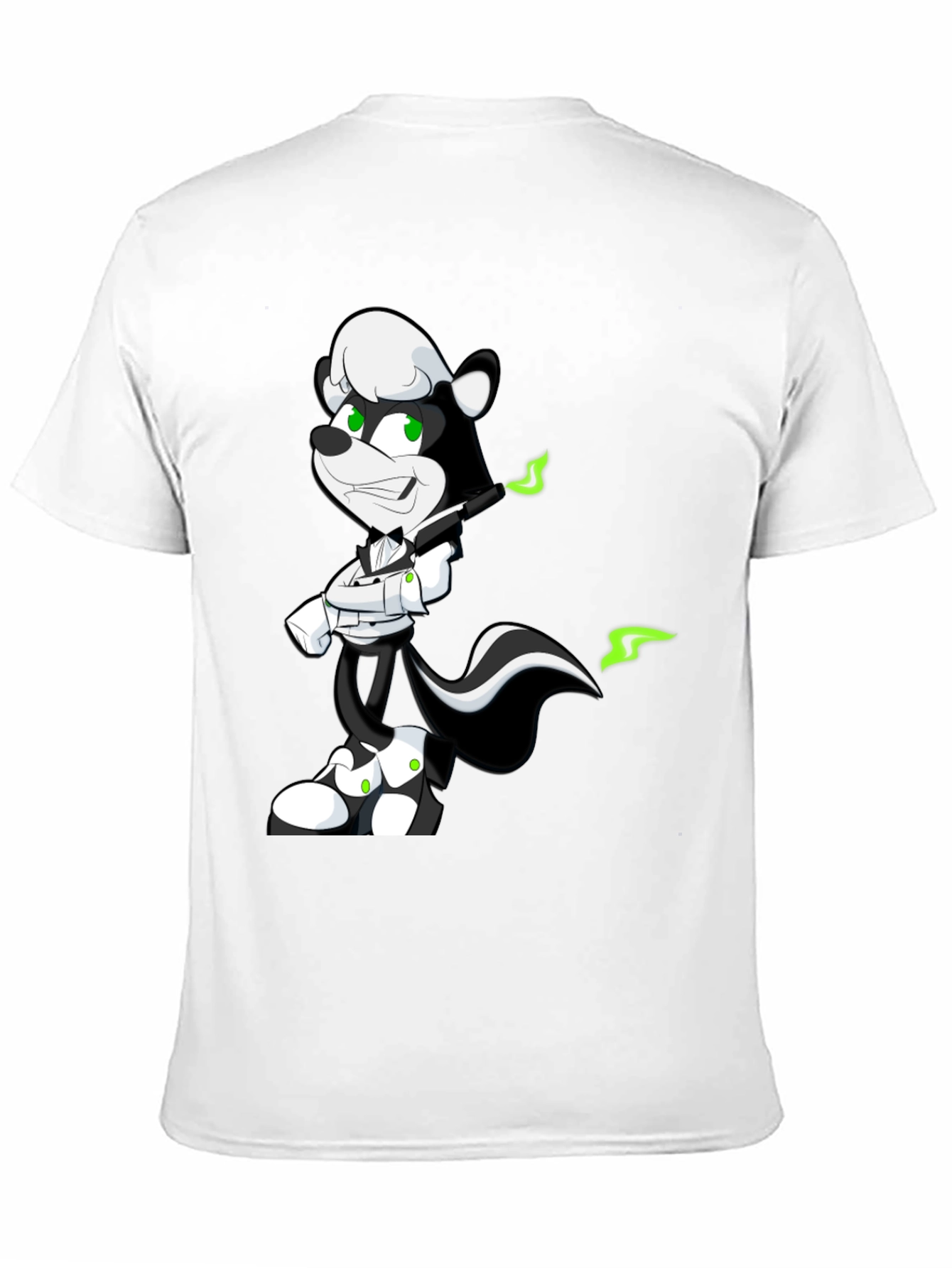 Cool Skunk Cartoon Graphic Black T-Shirt