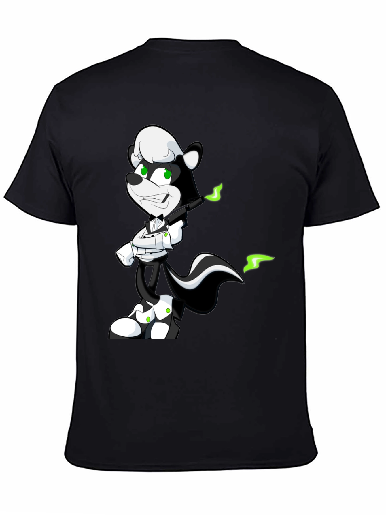 Cool Skunk Cartoon Graphic Black T-Shirt