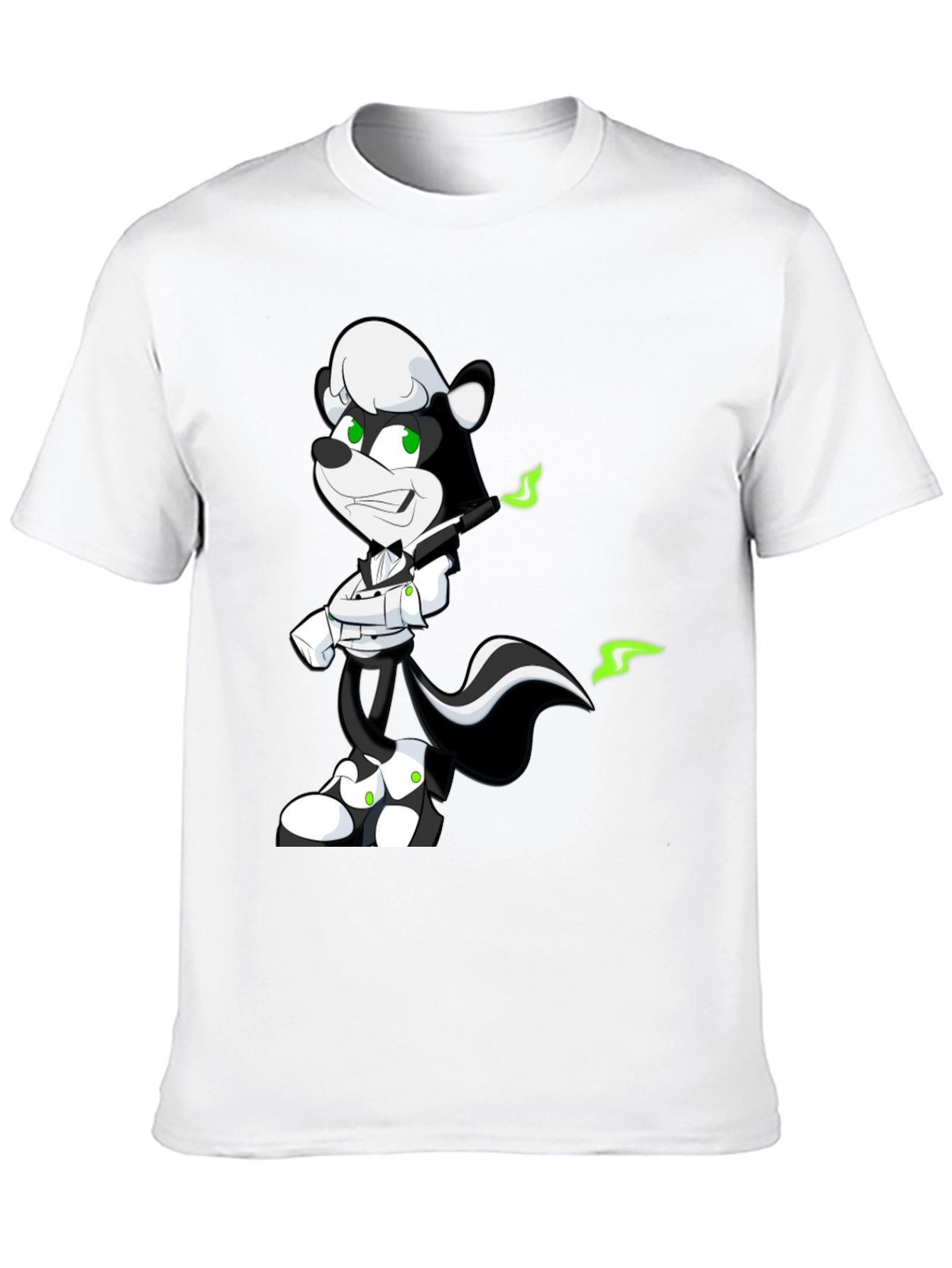 Cool Skunk Cartoon Graphic Black T-Shirt