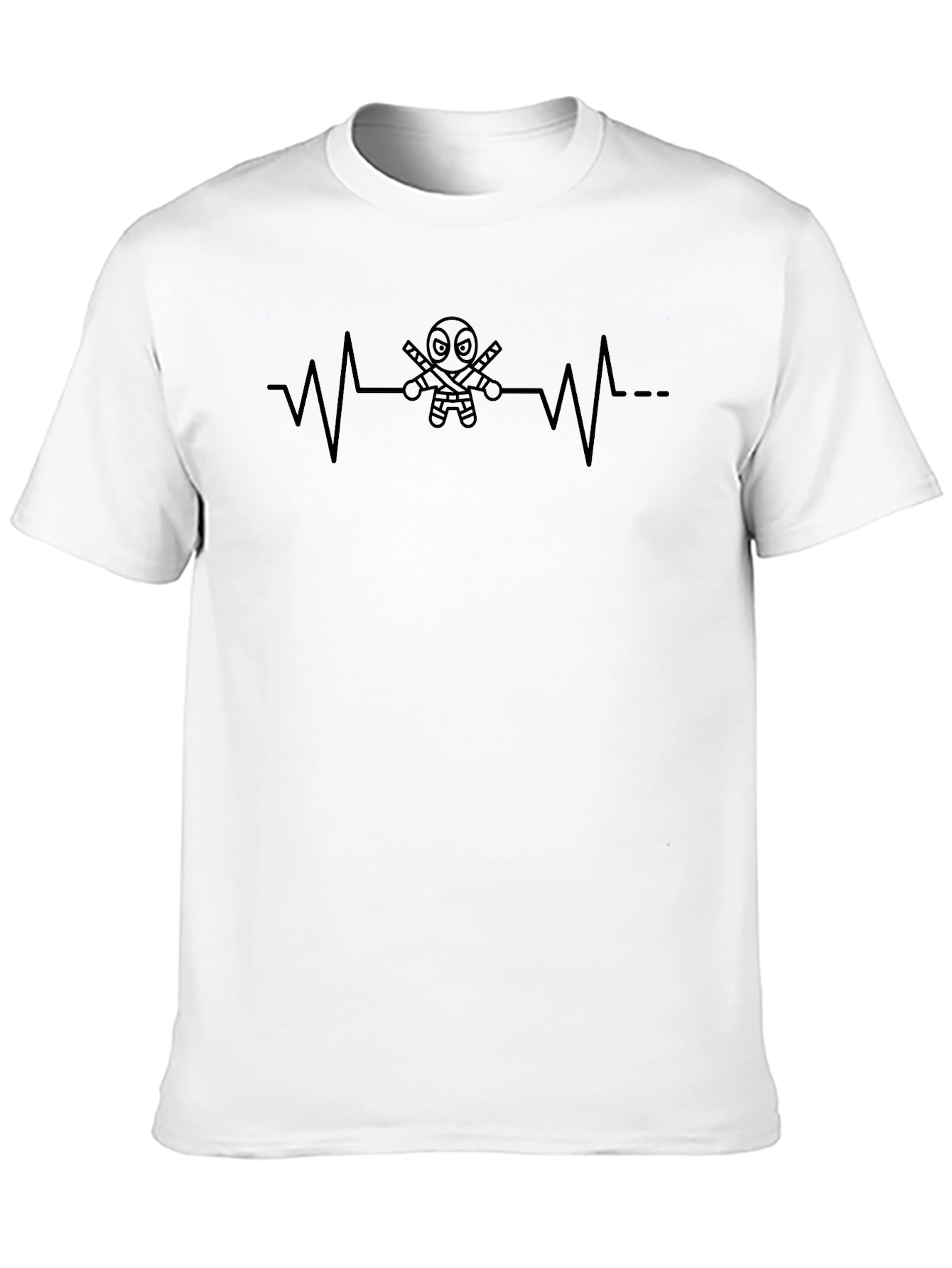 Deadpool Heartbeat T-Shirt - Mens Black Tee