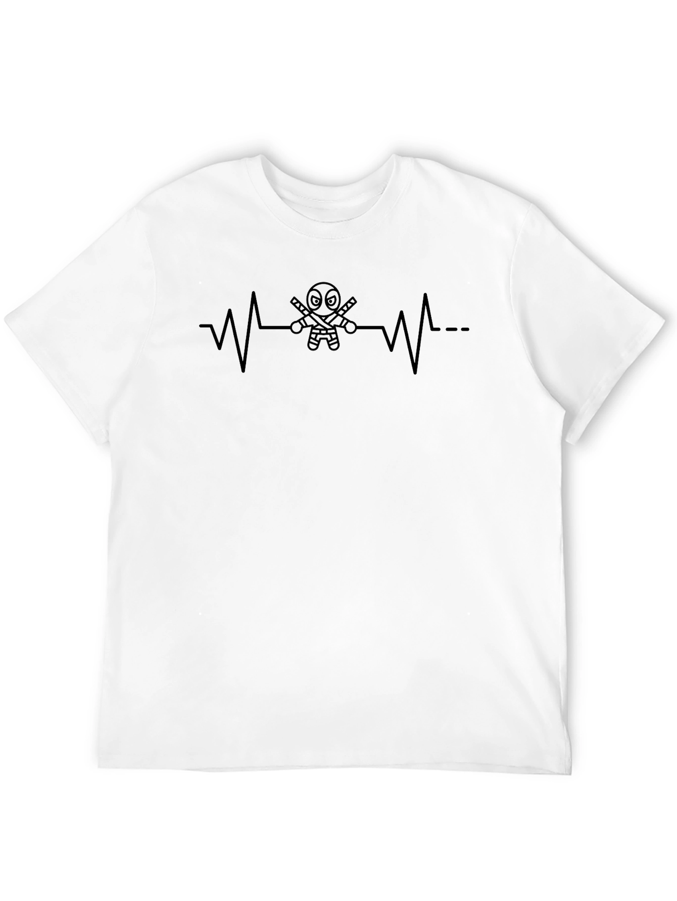 Deadpool Heartbeat T-Shirt - Mens Black Tee