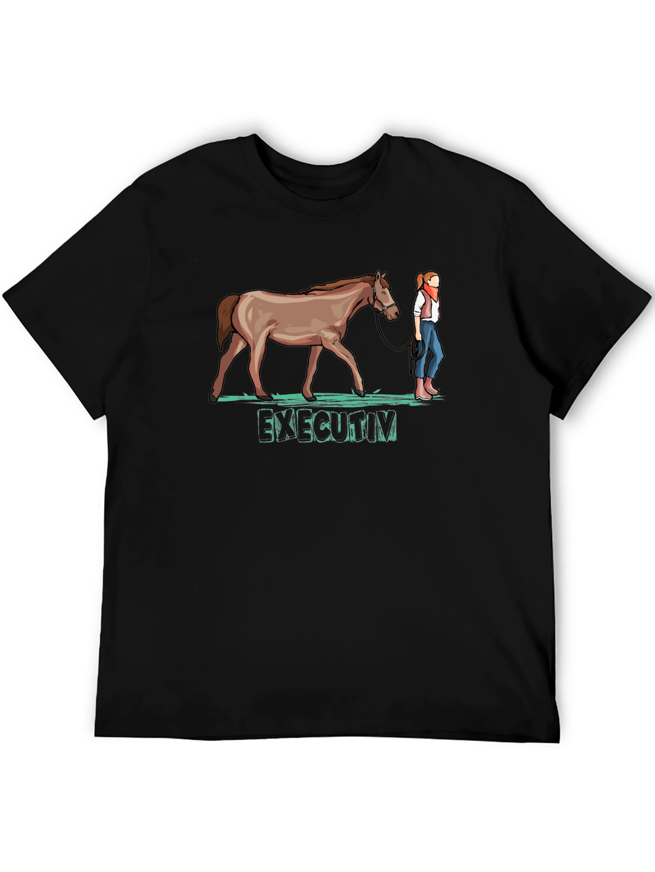 Executive Horse T-Shirt - Black Cotton Tee