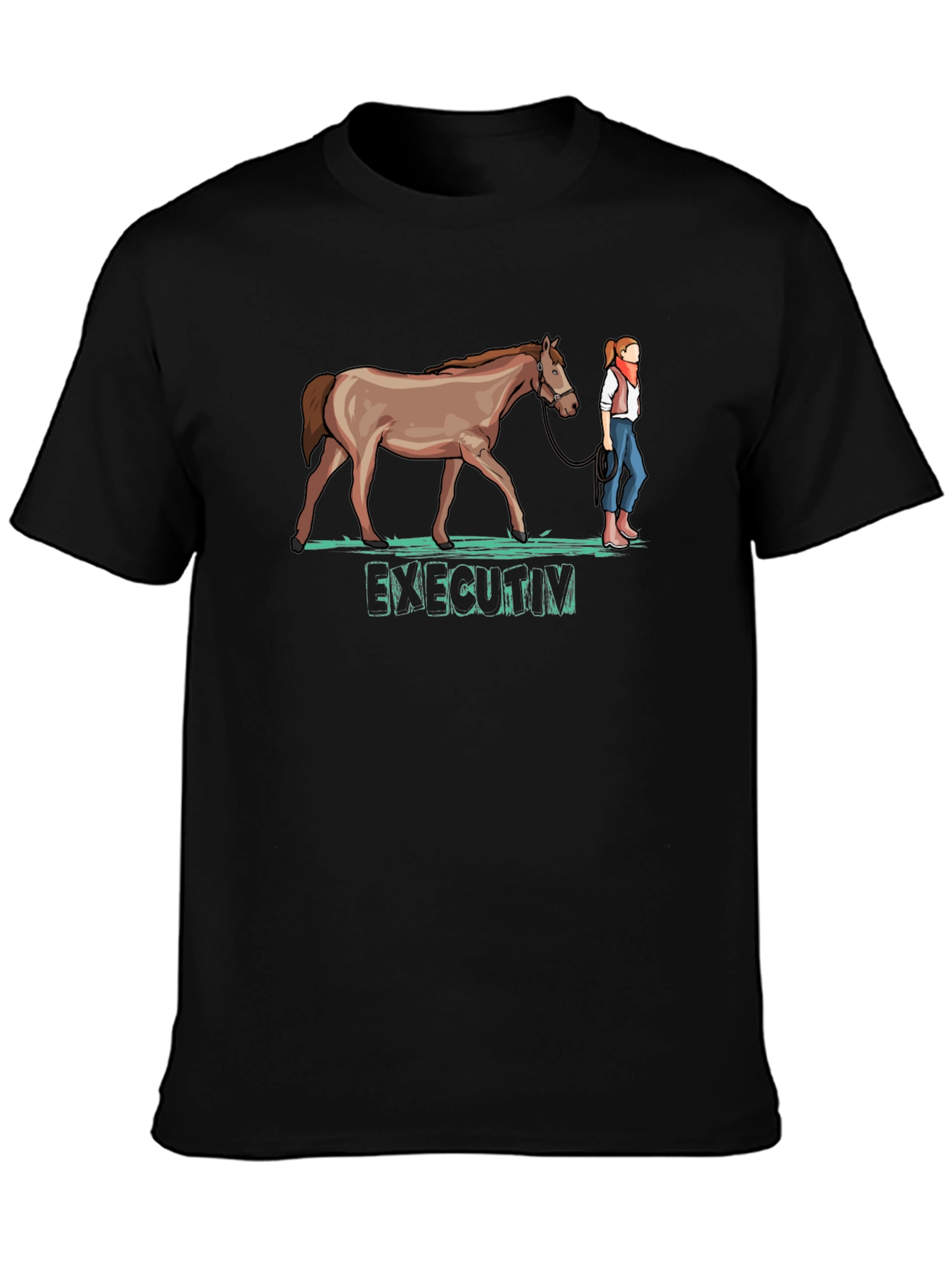 Executive Horse T-Shirt - Black Cotton Tee