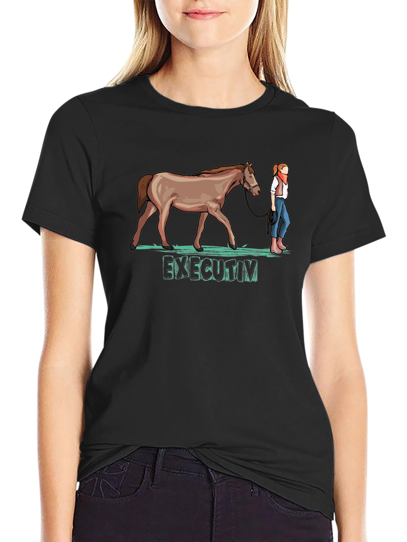 Executive Horse T-Shirt - Black Cotton Tee