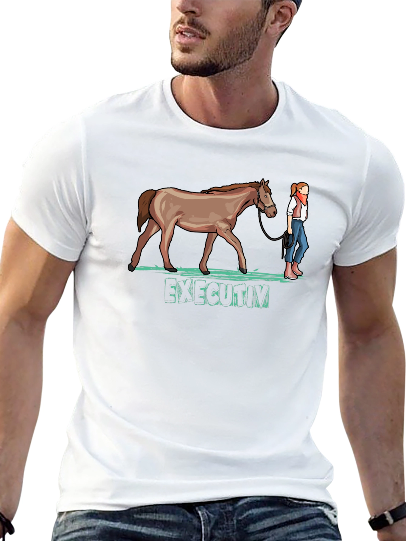 Executive Horse T-Shirt - Black Cotton Tee