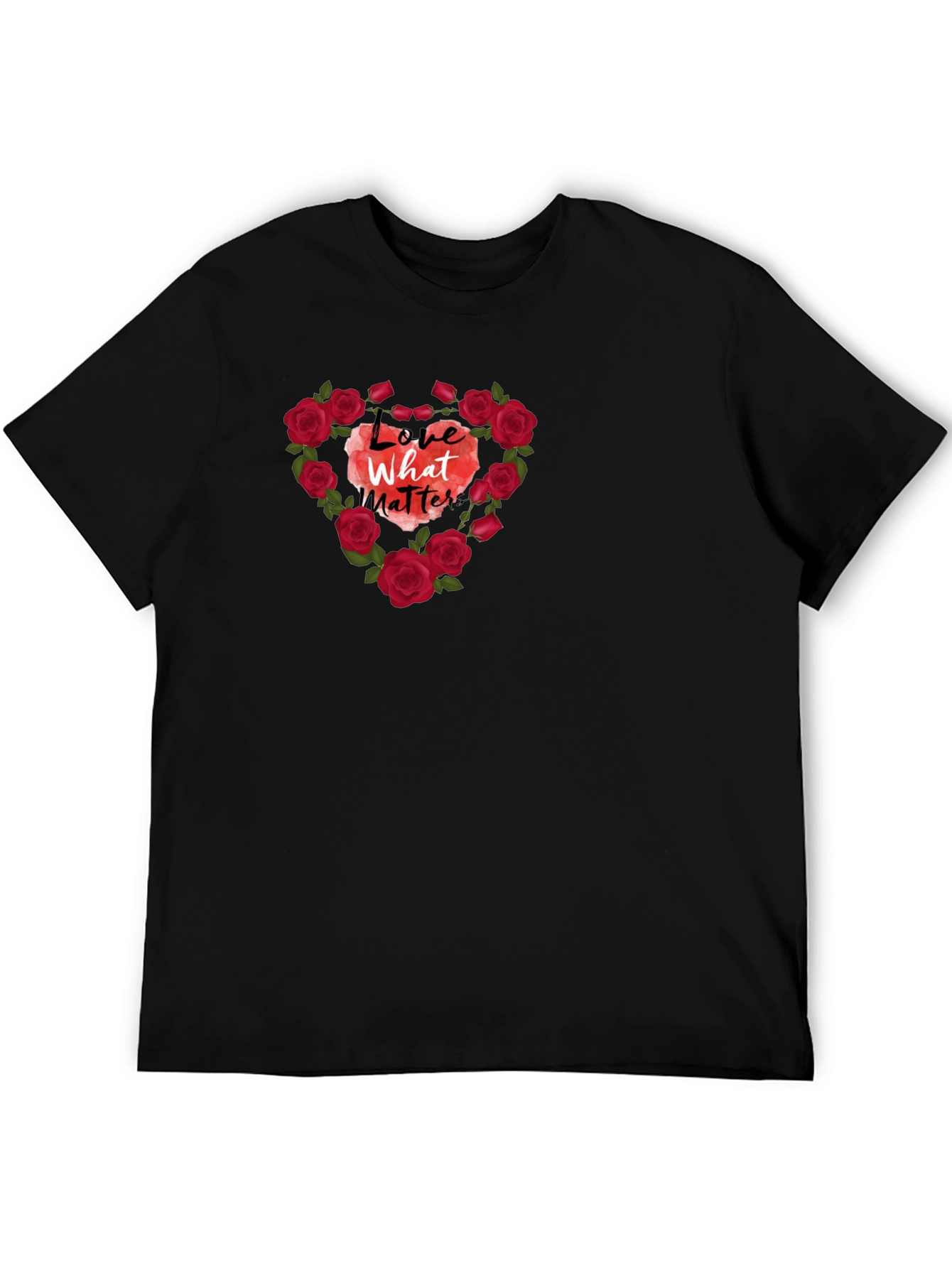 Love What Matters Rose Heart Graphic Tee - Black