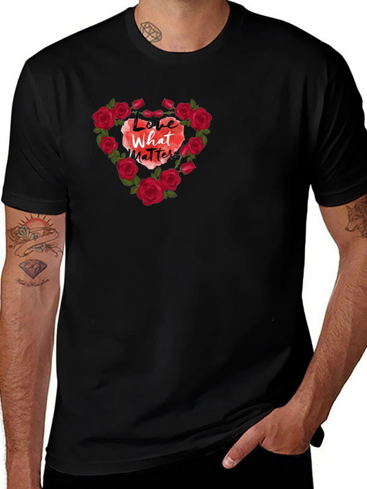 Love What Matters Rose Heart Graphic Tee - Black
