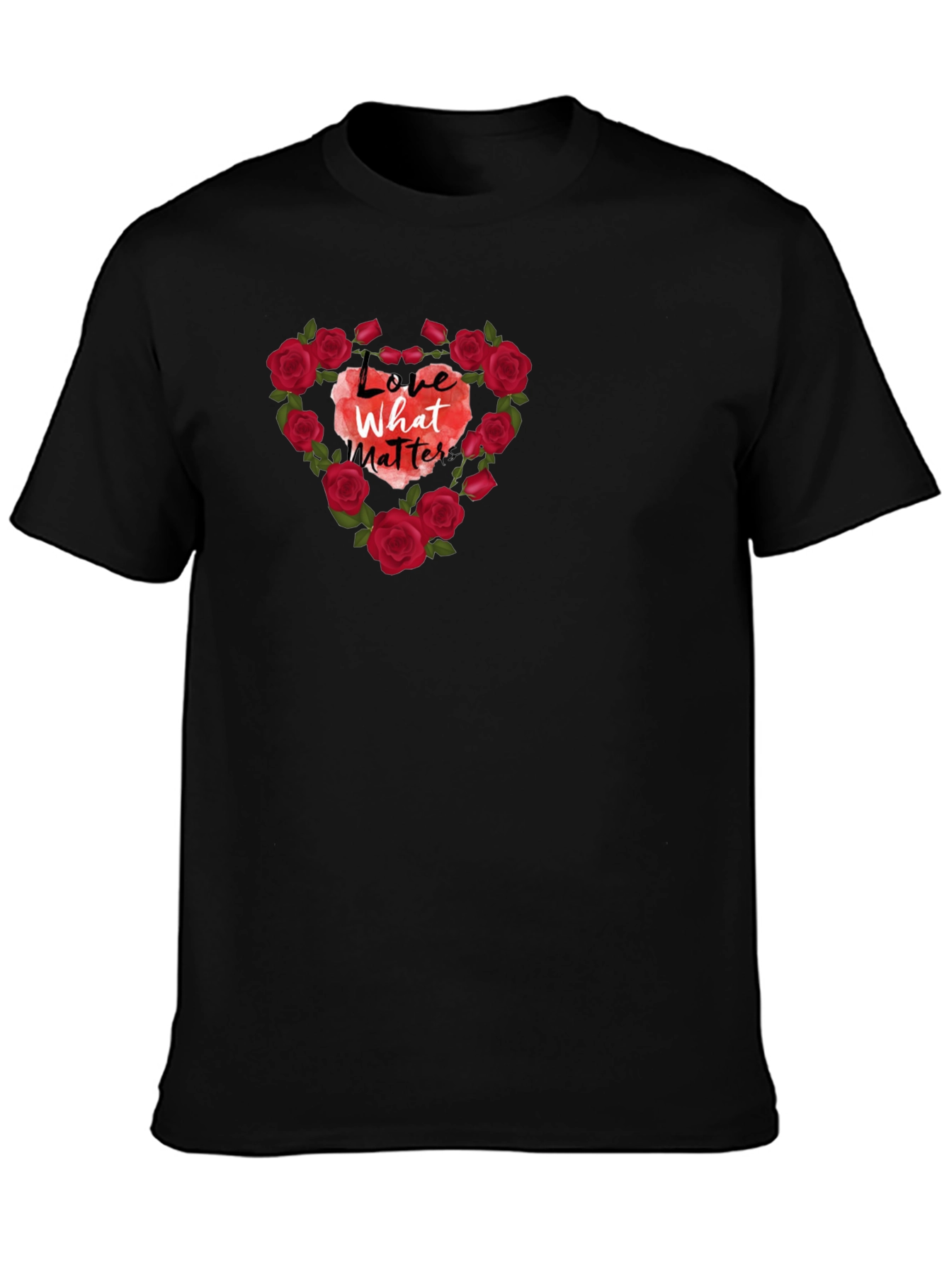 Love What Matters Rose Heart Graphic Tee - Black