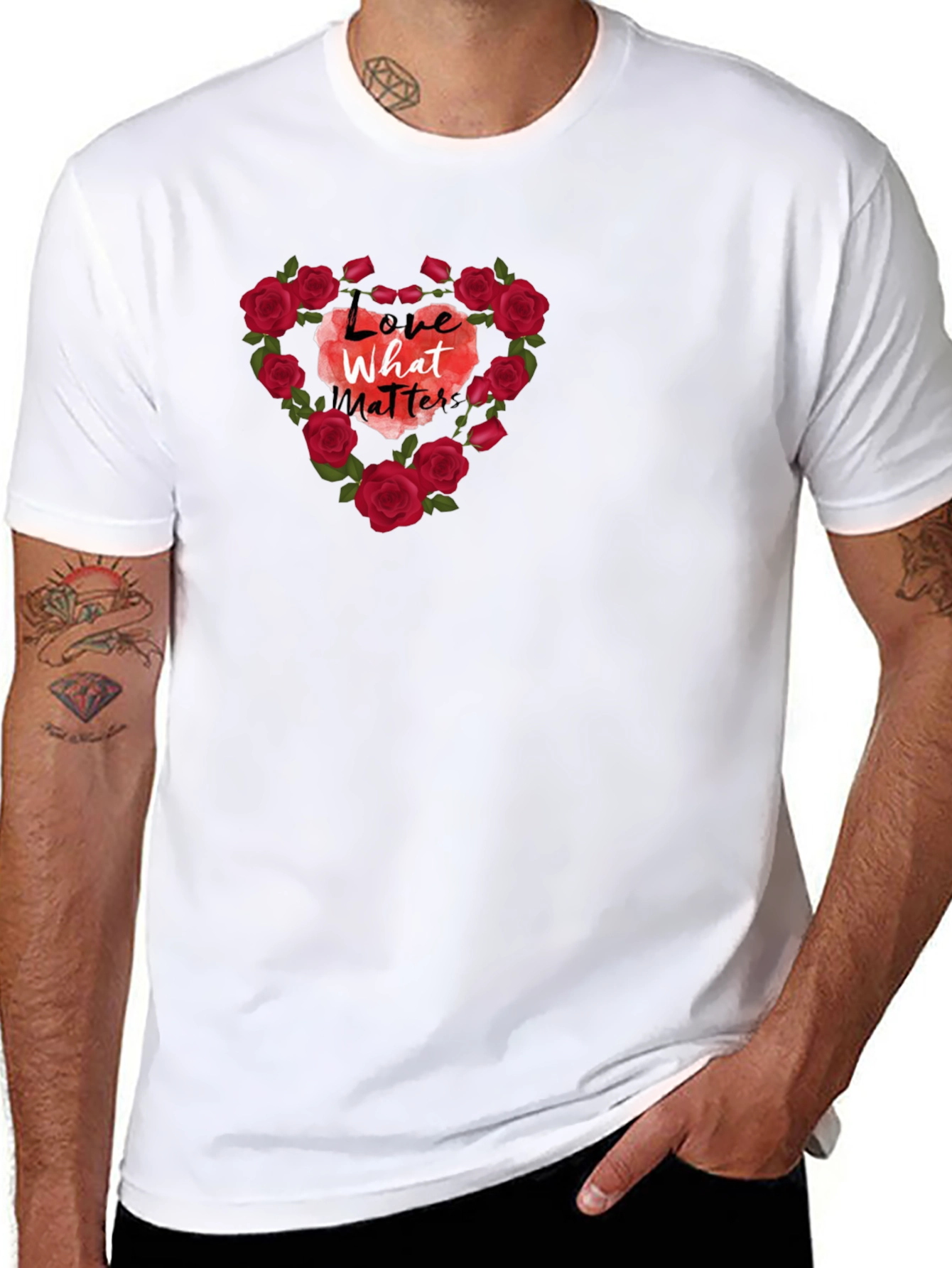 Love What Matters Rose Heart Graphic Tee - Black