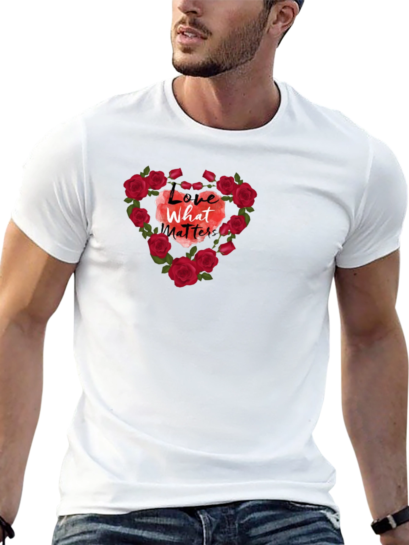 Love What Matters Rose Heart Graphic Tee - Black