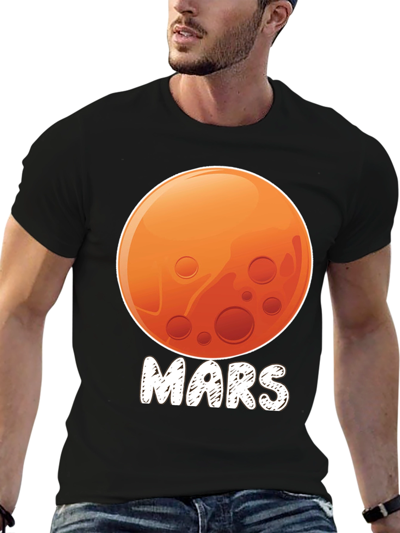 Mars Planet Graphic Black T-Shirt