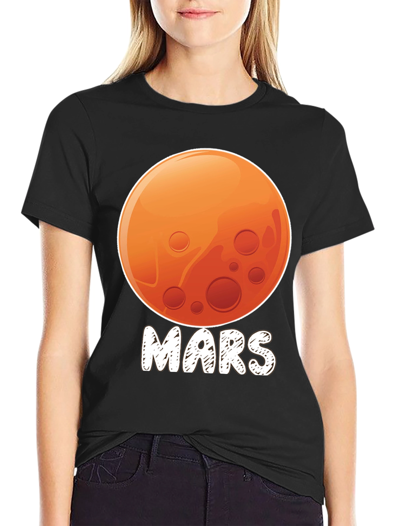 Mars Planet Graphic Black T-Shirt