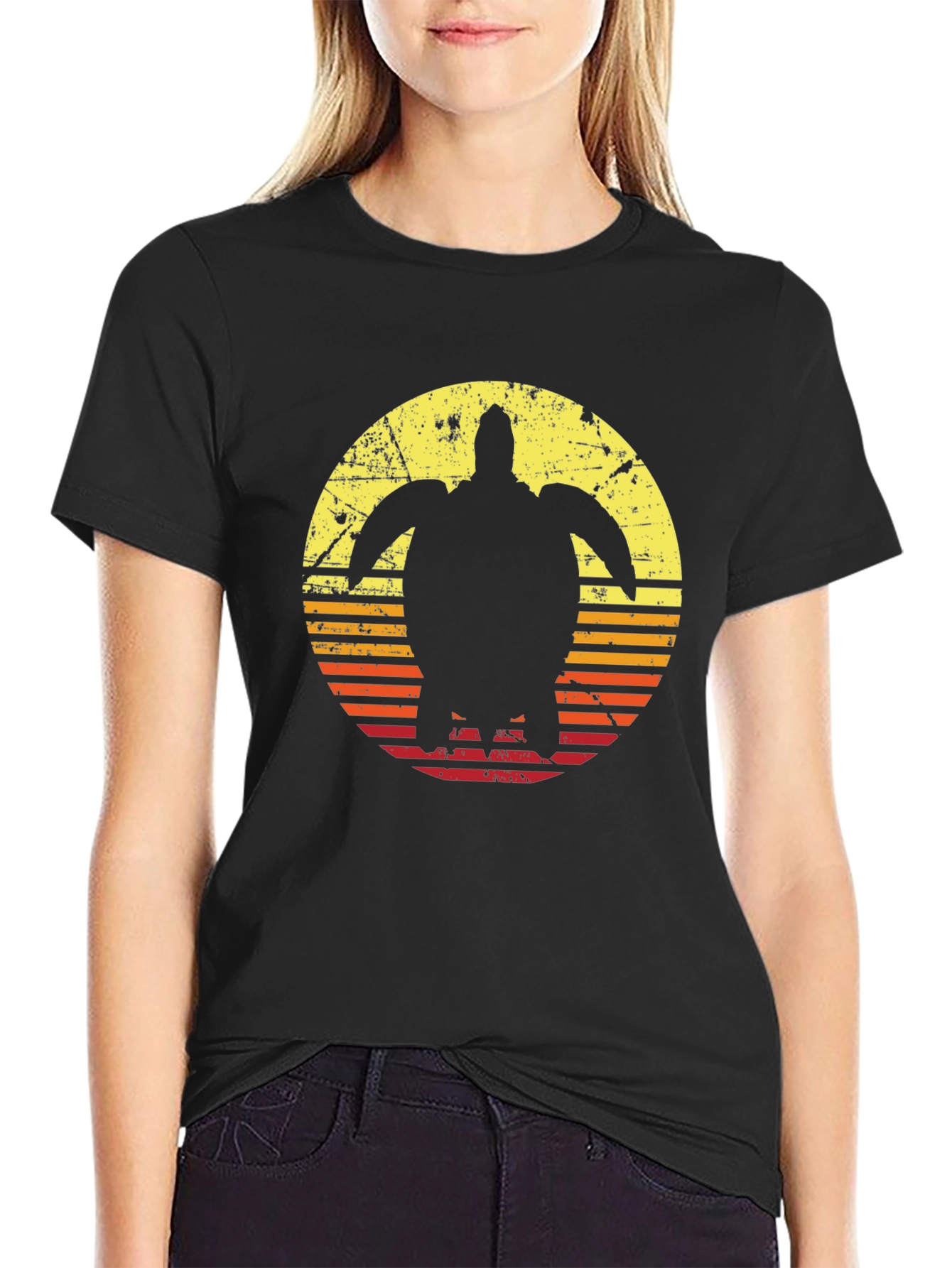 Retro Turtle Sunset Graphic T-Shirt