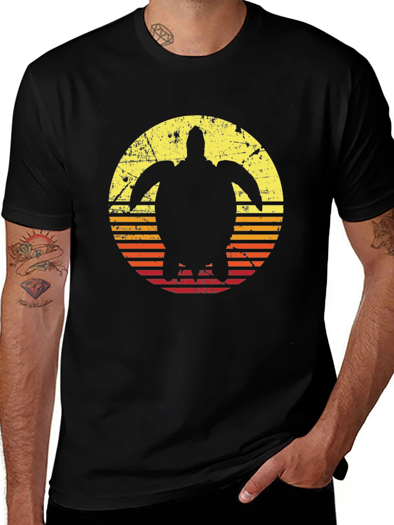 Retro Turtle Sunset Graphic T-Shirt