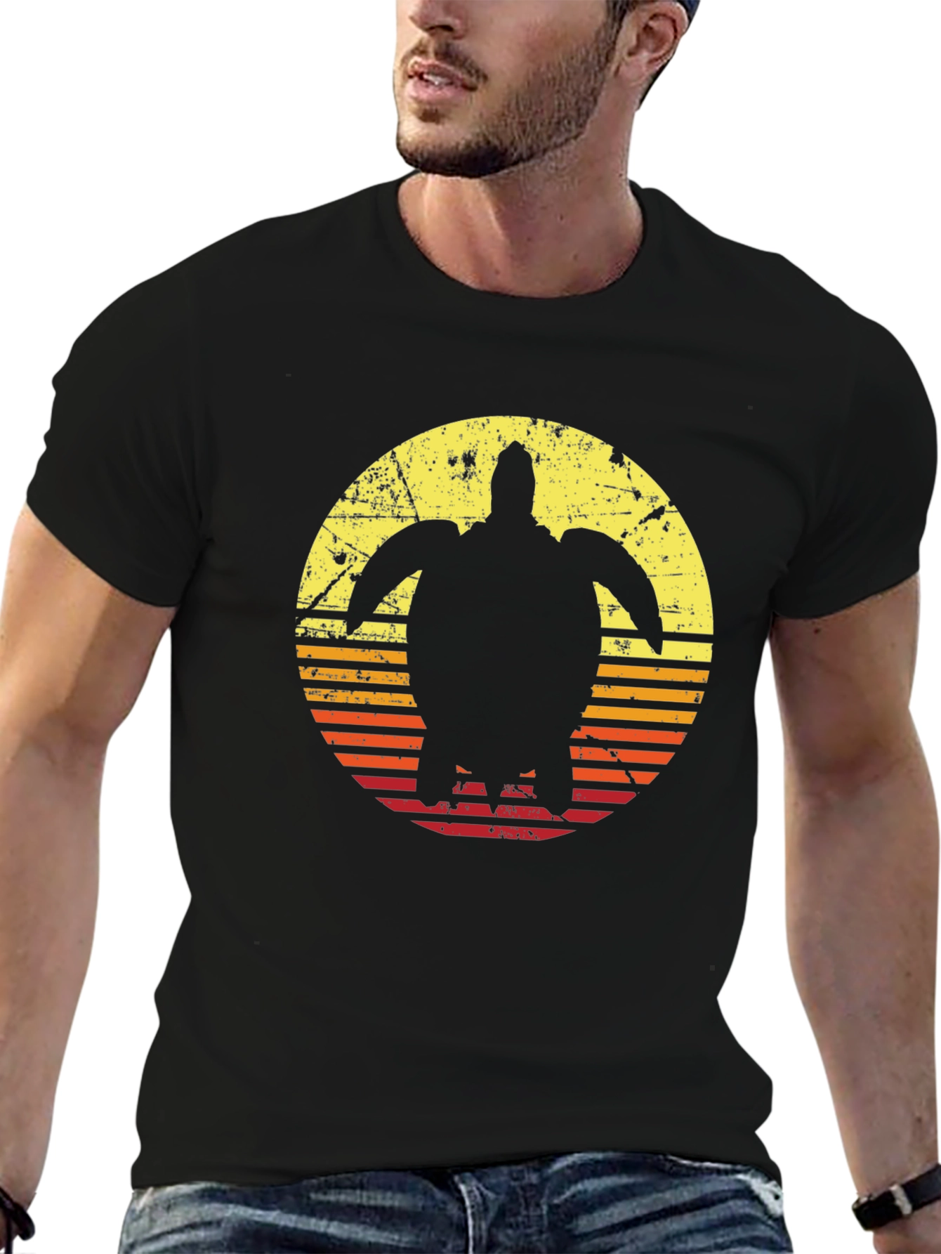 Retro Turtle Sunset Graphic T-Shirt