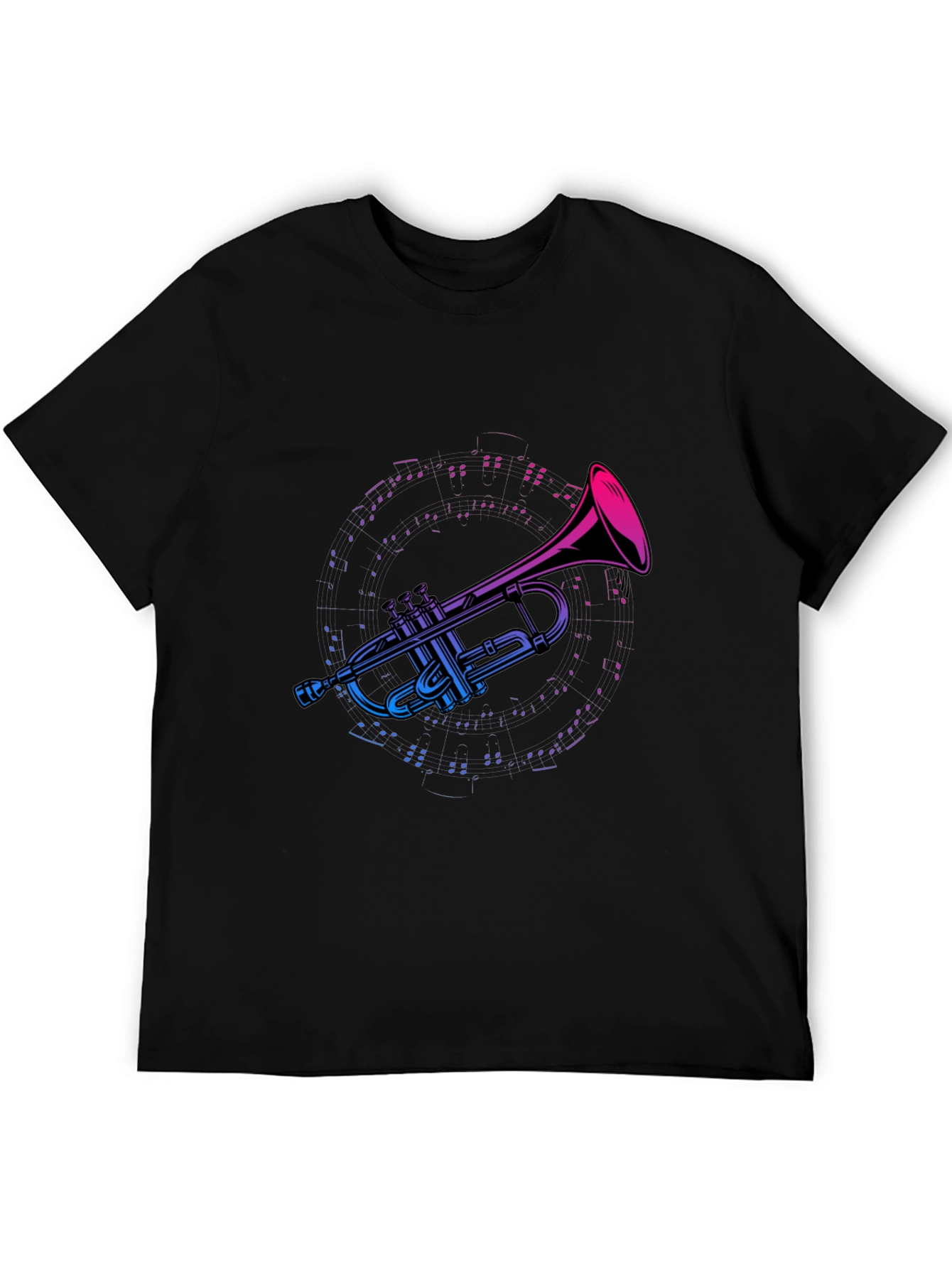 Trumpet Music Graphic Tee - Black Cotton T-Shirt