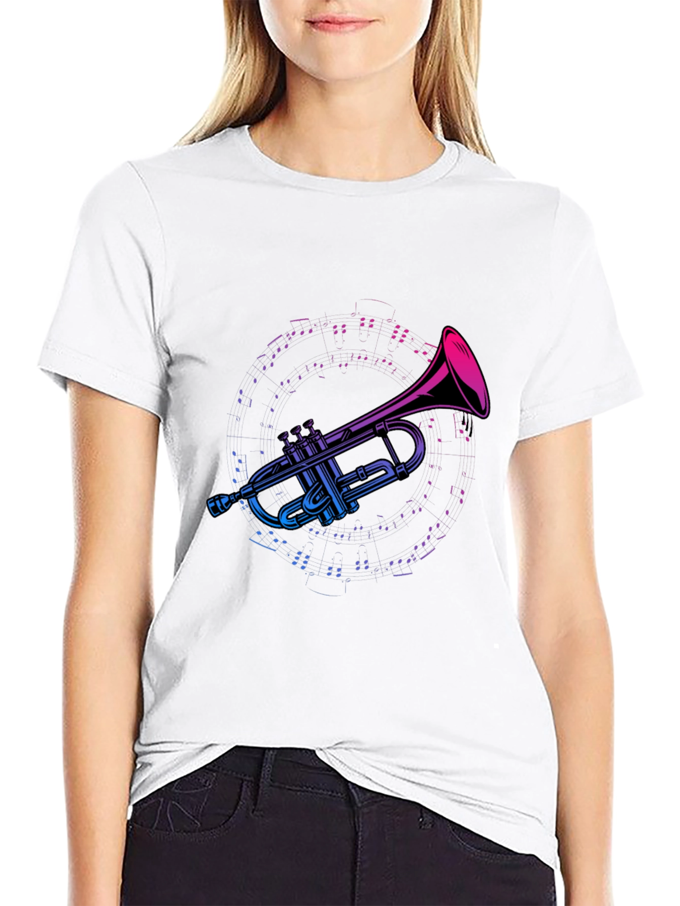 Trumpet Music Graphic Tee - Black Cotton T-Shirt