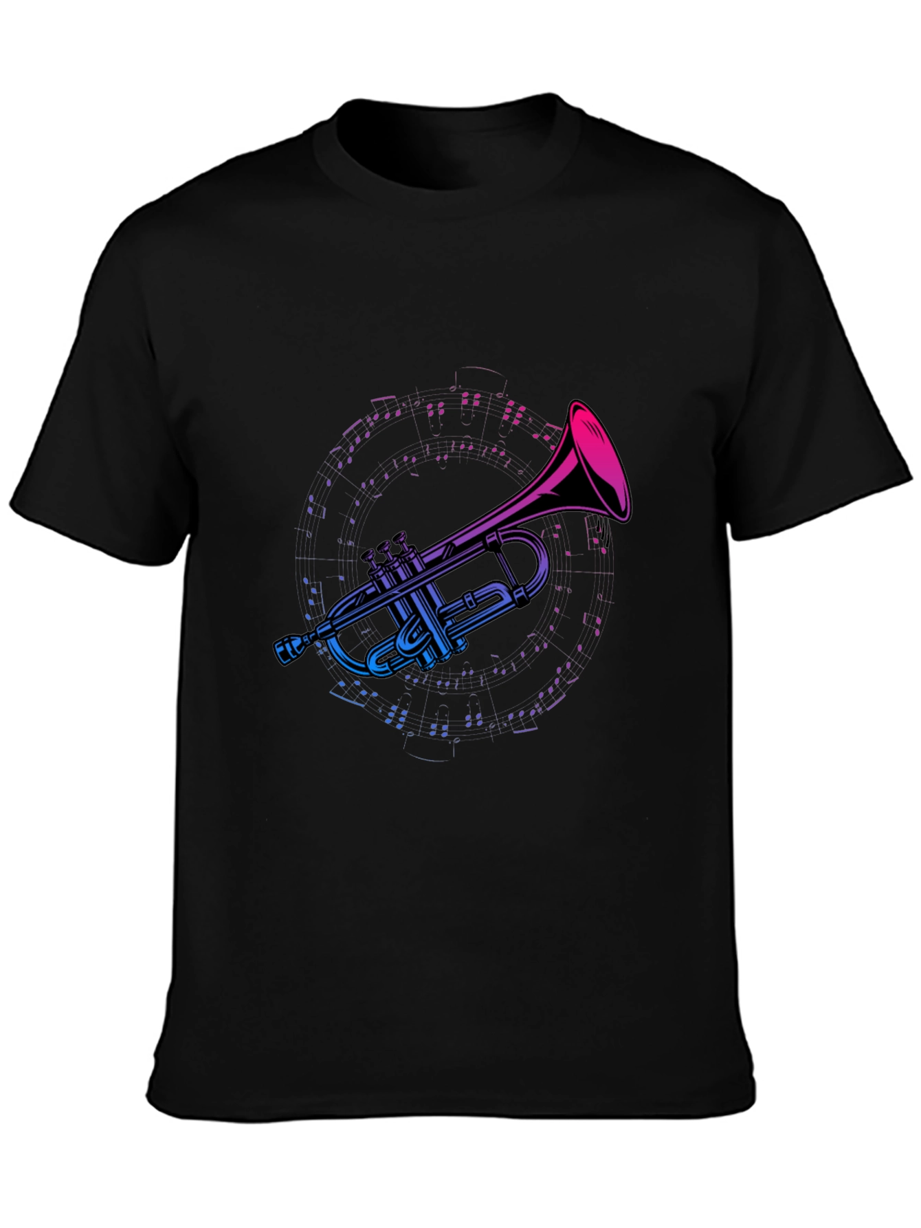 Trumpet Music Graphic Tee - Black Cotton T-Shirt