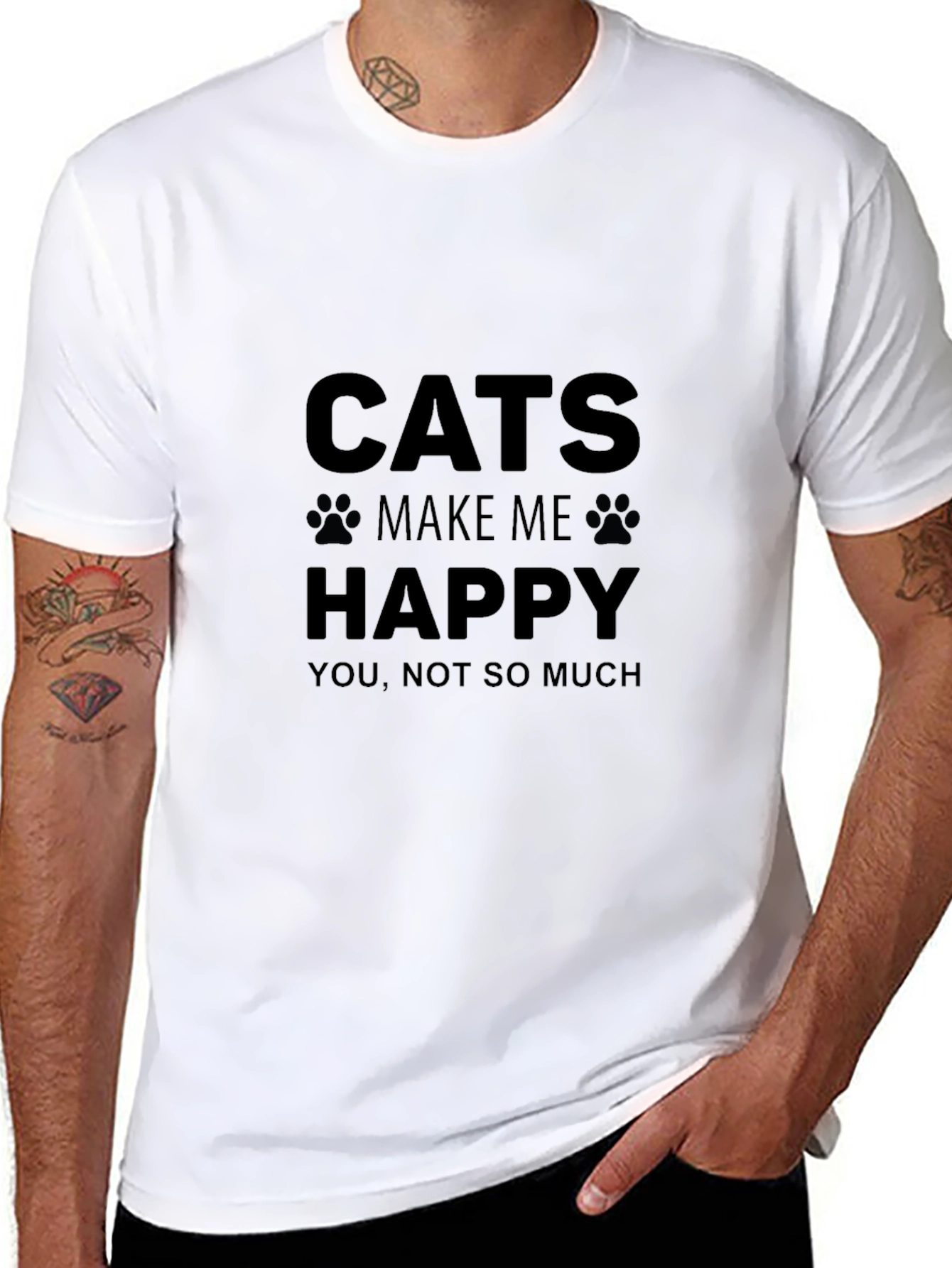 Cats Make Me Happy T-Shirt Funny Cat Lover Tee