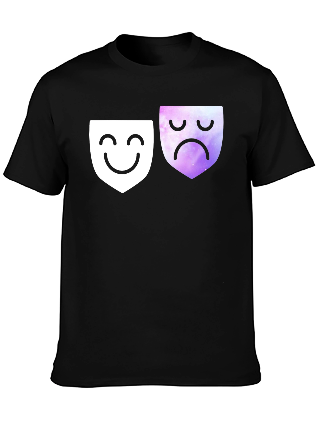 Emotional Masks Graphic Tee - Soft Black Cotton