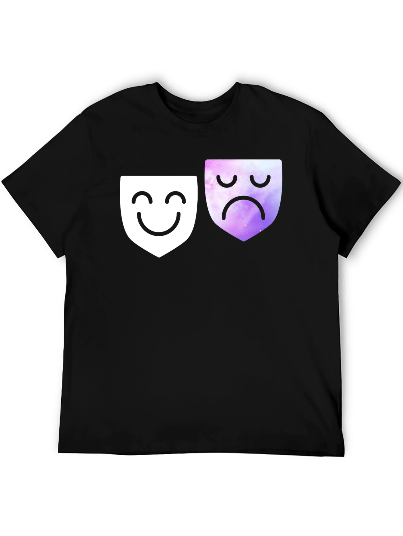 Emotional Masks Graphic Tee - Soft Black Cotton