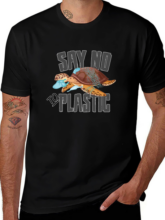 Say No To Plastic Turtle Graphic T-Shirt