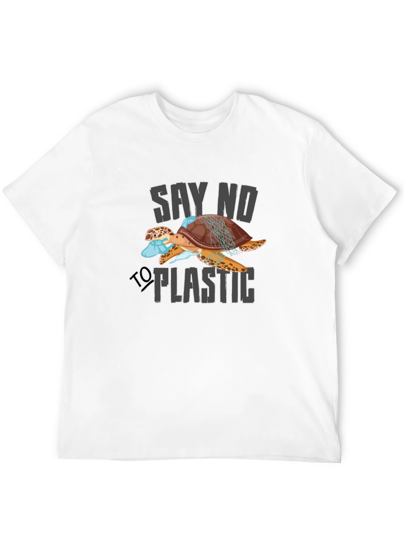 Say No To Plastic Turtle Graphic T-Shirt