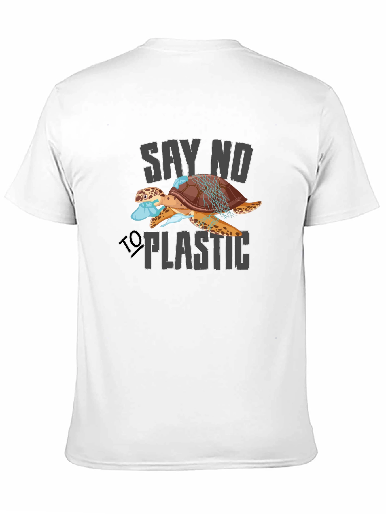 Say No To Plastic Turtle Graphic T-Shirt