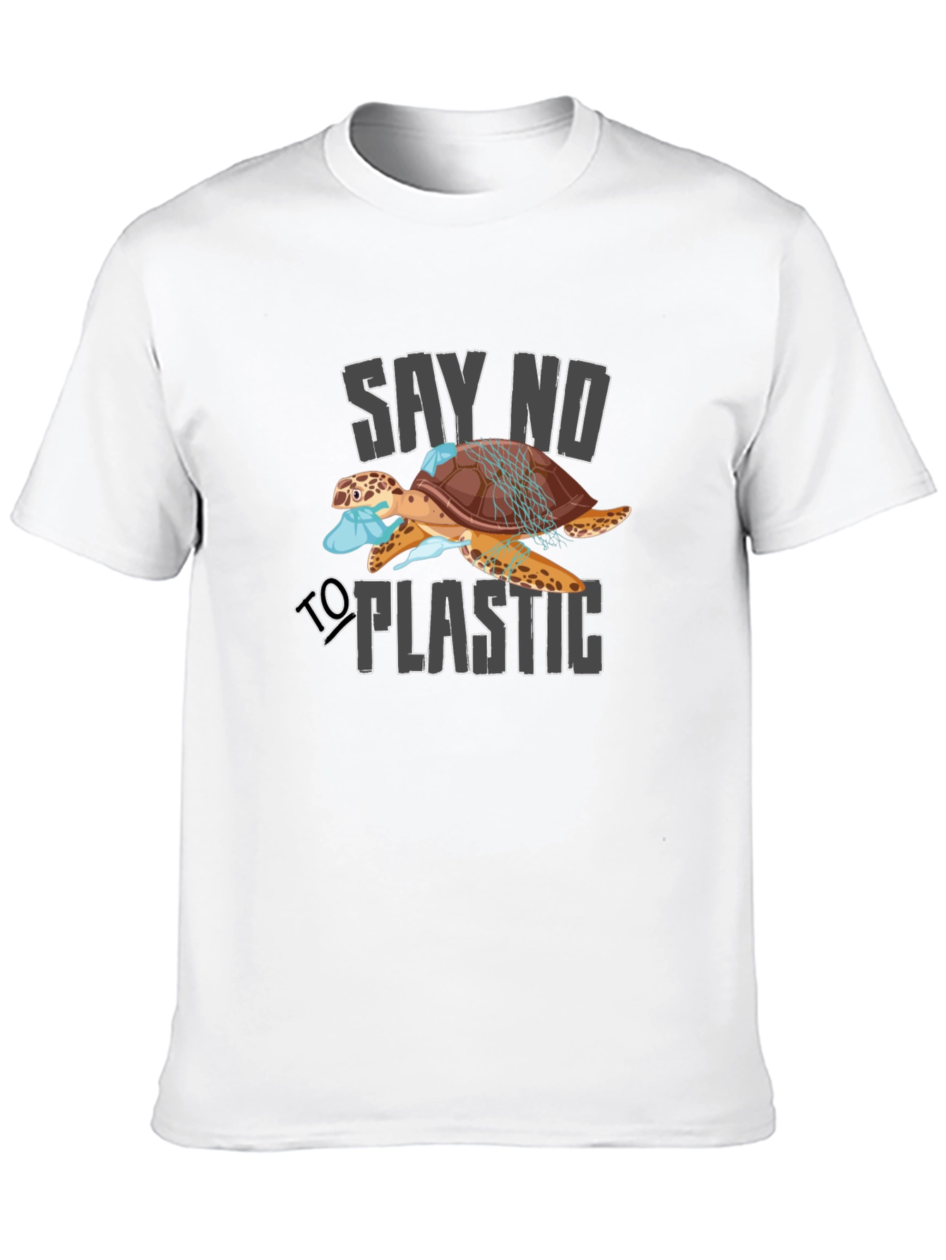 Say No To Plastic Turtle Graphic T-Shirt