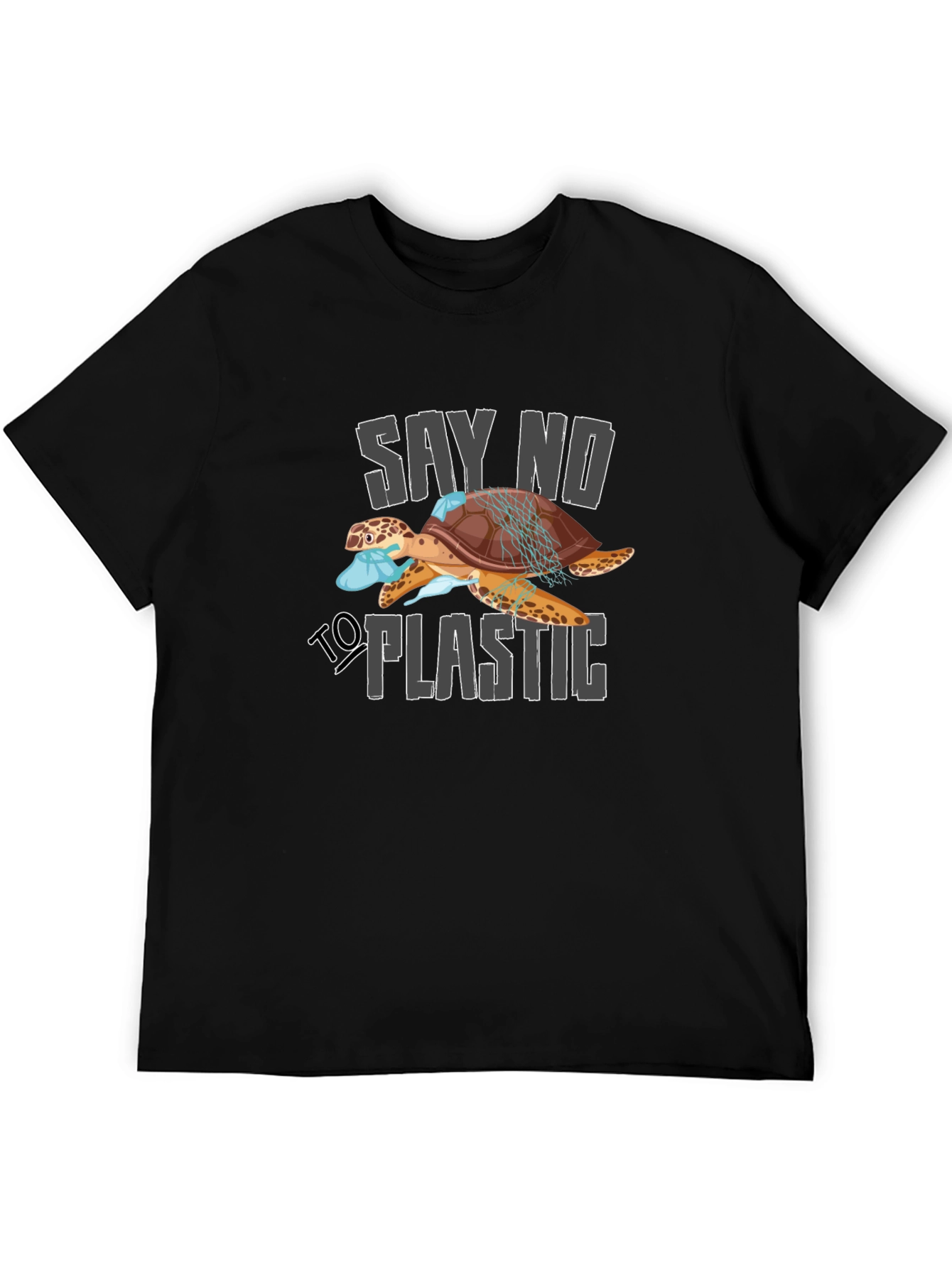 Say No To Plastic Turtle Graphic T-Shirt