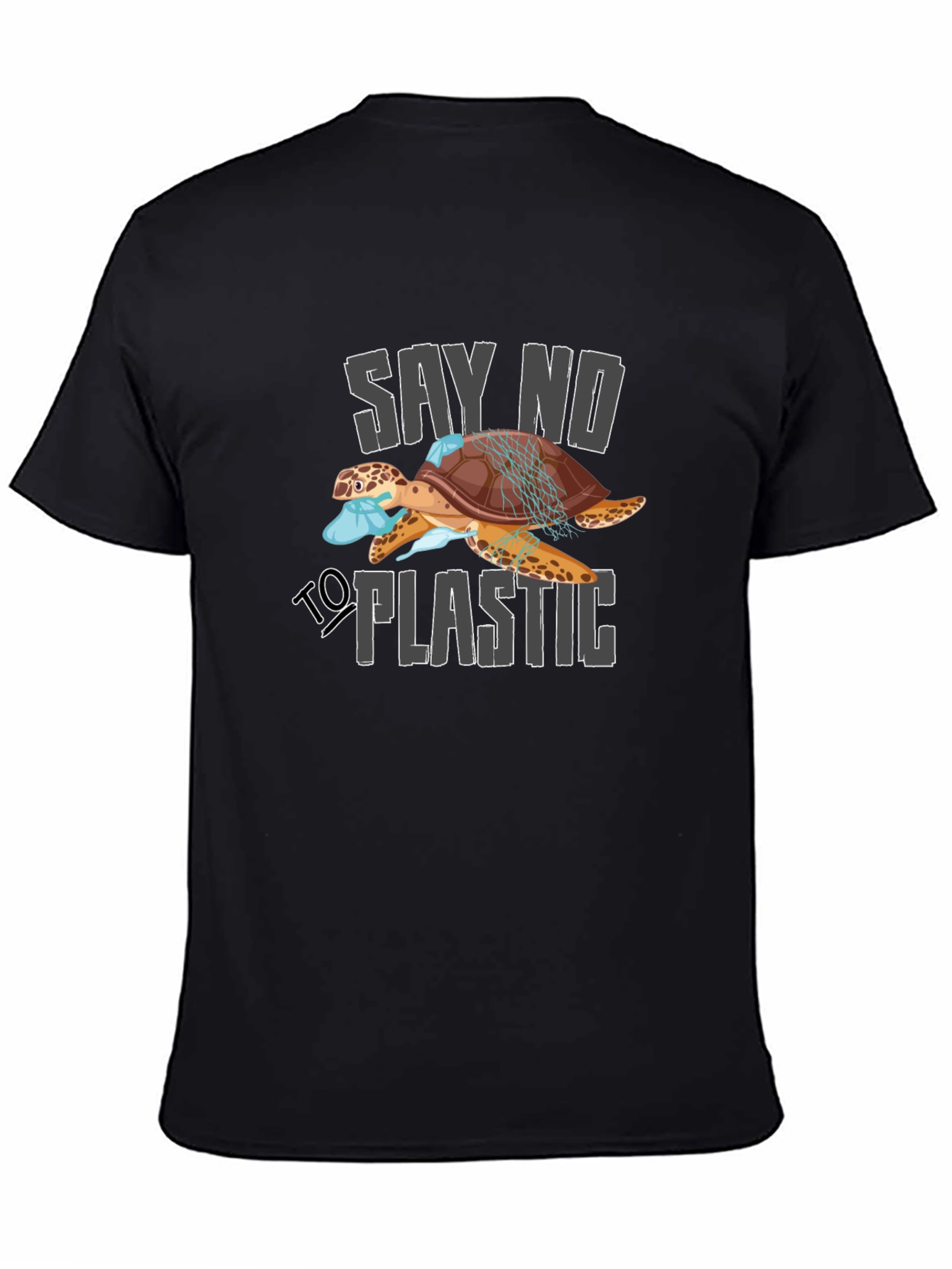 Say No To Plastic Turtle Graphic T-Shirt