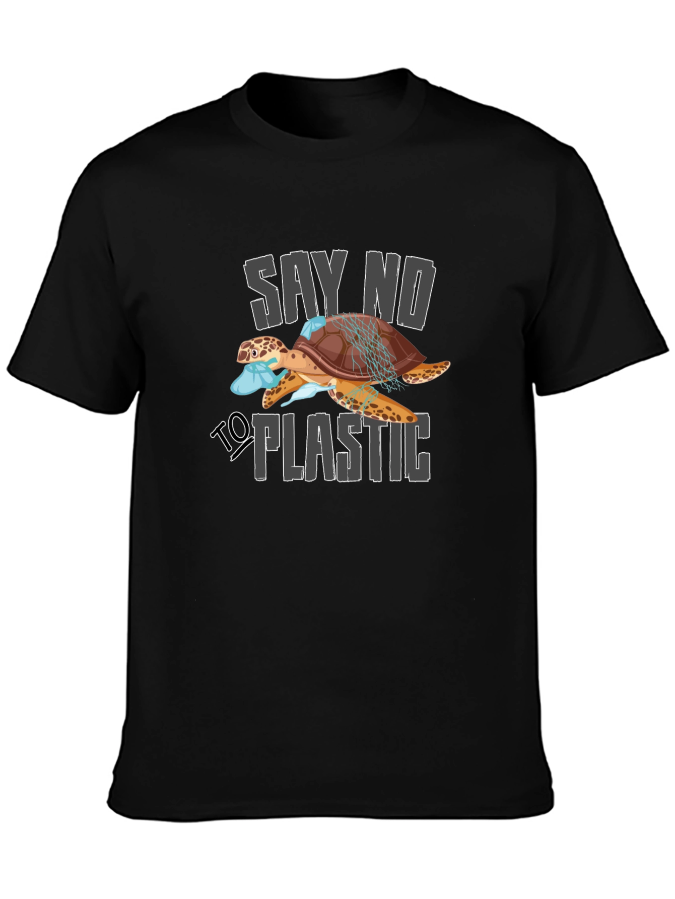 Say No To Plastic Turtle Graphic T-Shirt