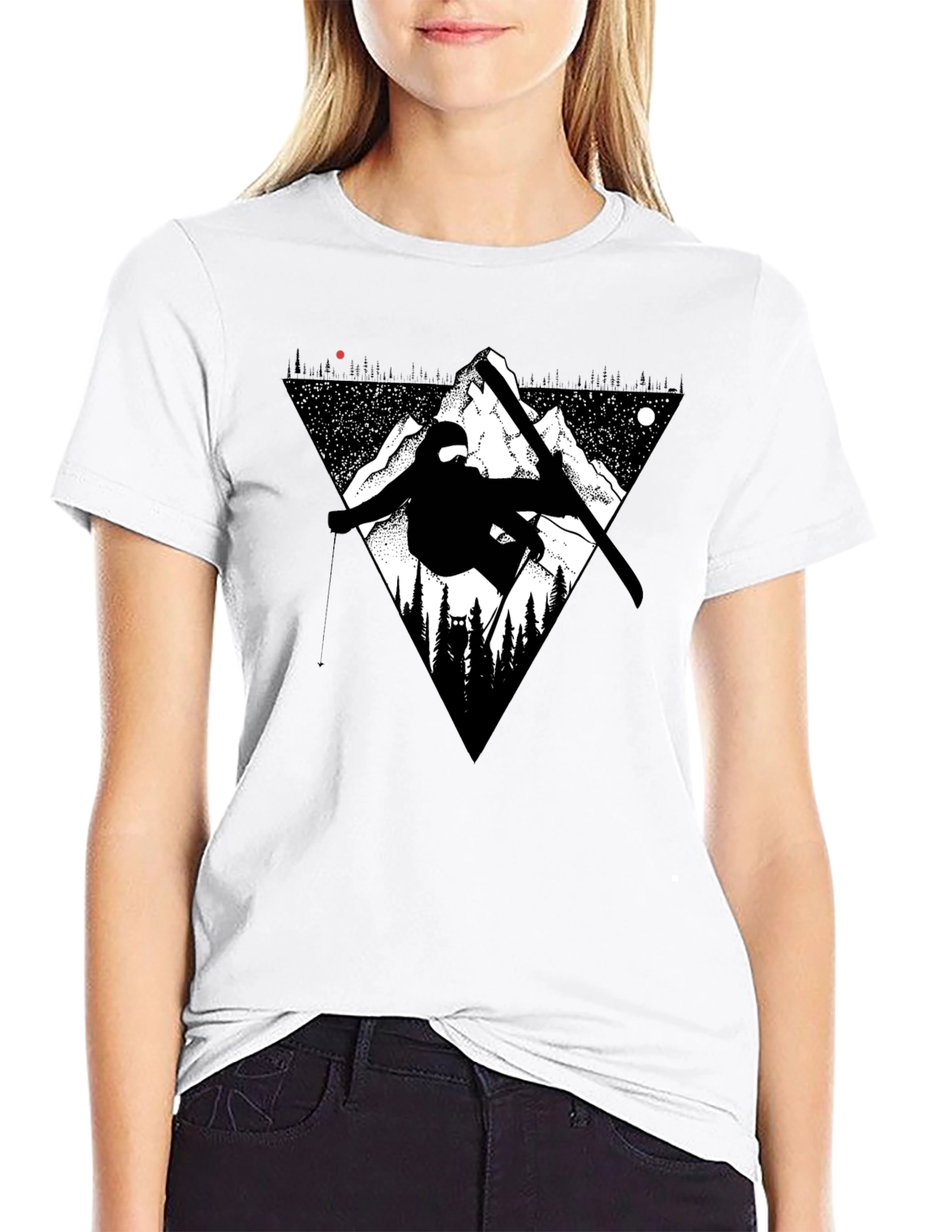 Mountain Ski Graphic Tee - Black Casual T-Shirt