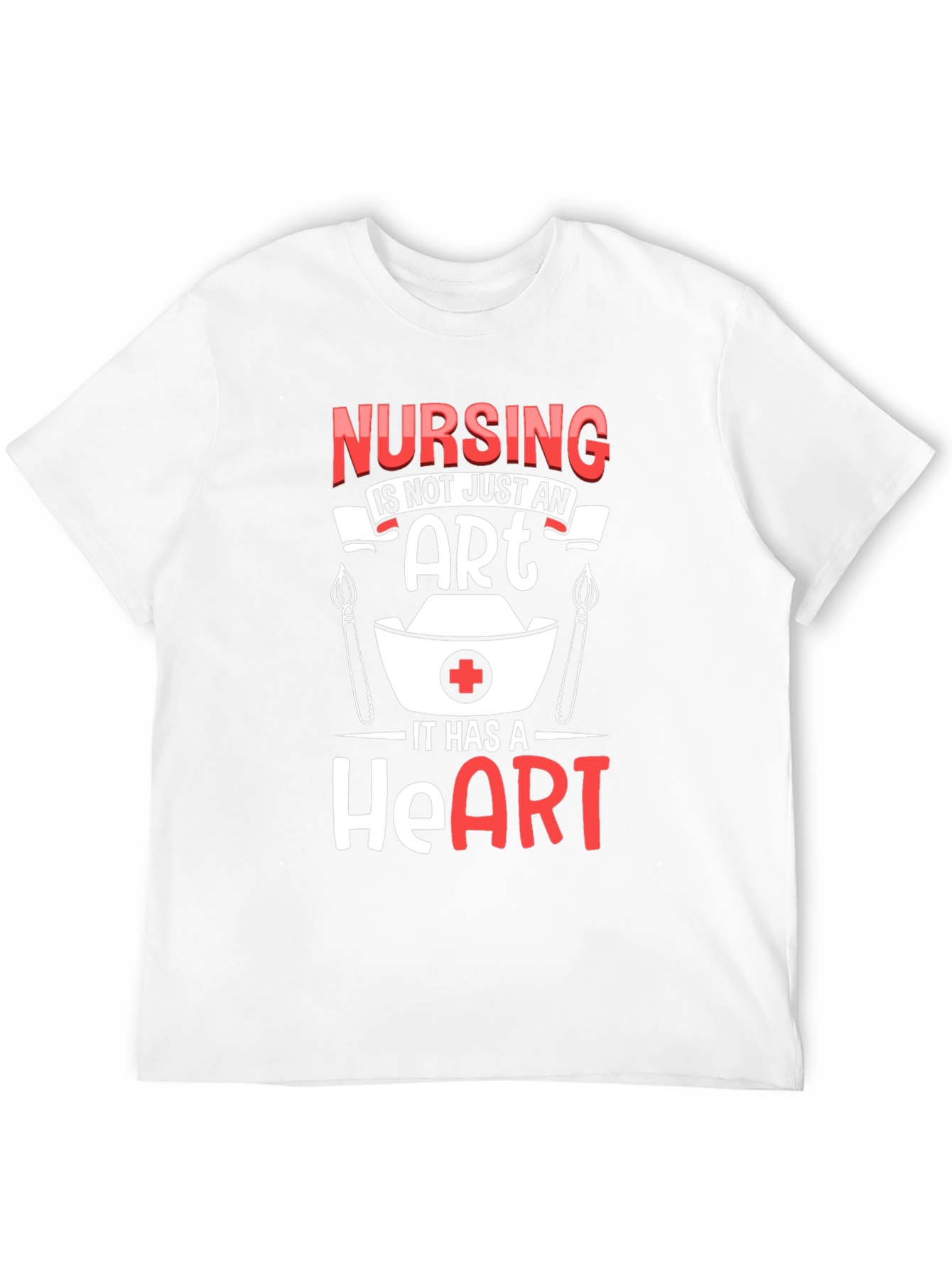 Nursing Heart T-Shirt - Black Crew Neck