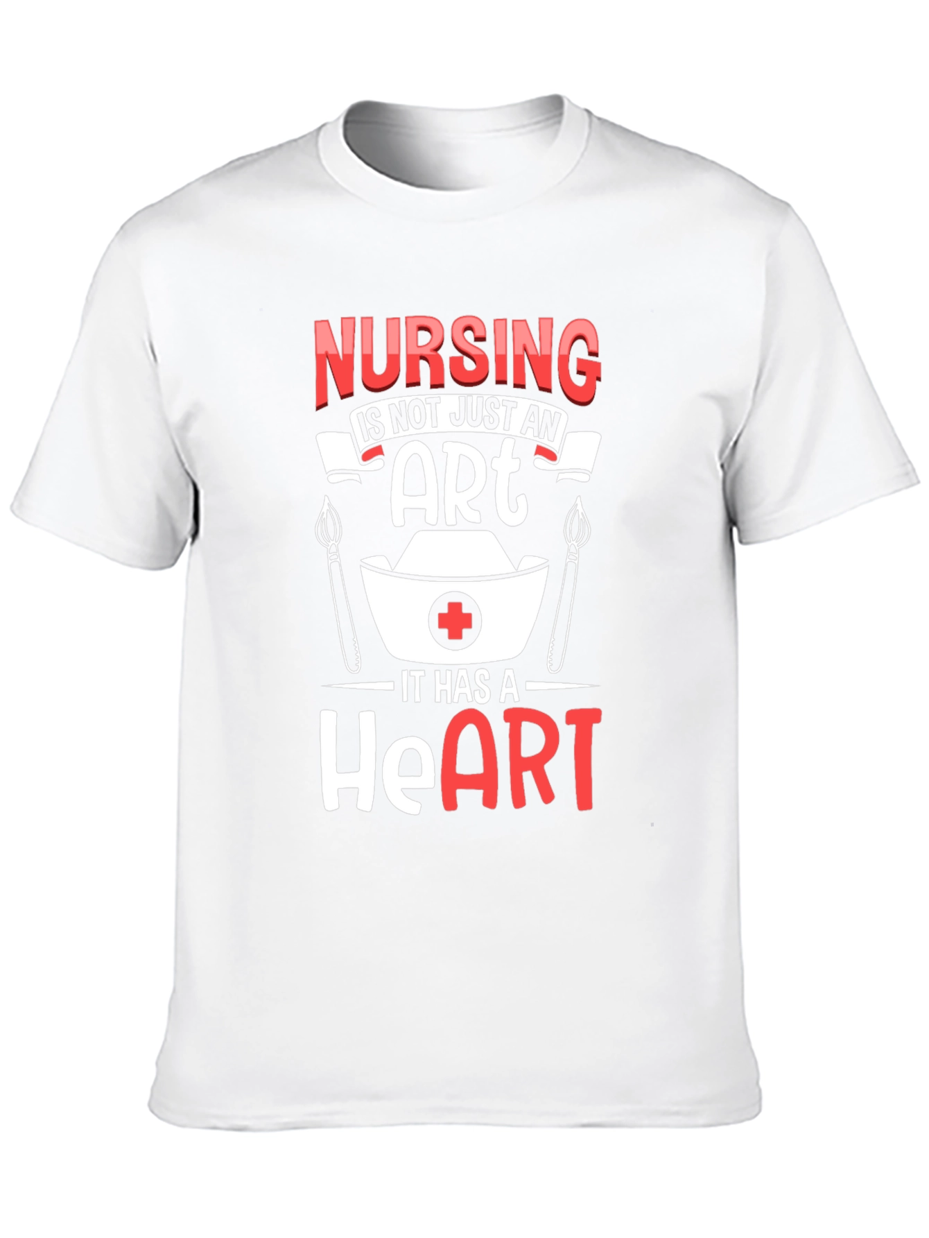 Nursing Heart T-Shirt - Black Crew Neck